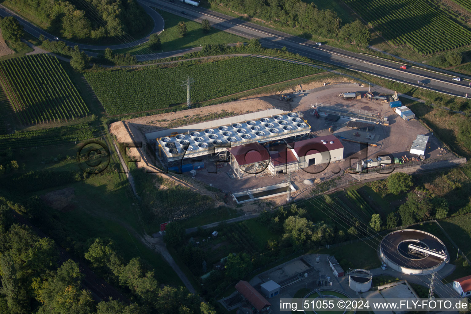 Vue d'oiseau de Centrale géothermique de Pfalzwerke geofuture GmbH à Insheim sur l'A65 à Insheim dans le département Rhénanie-Palatinat, Allemagne