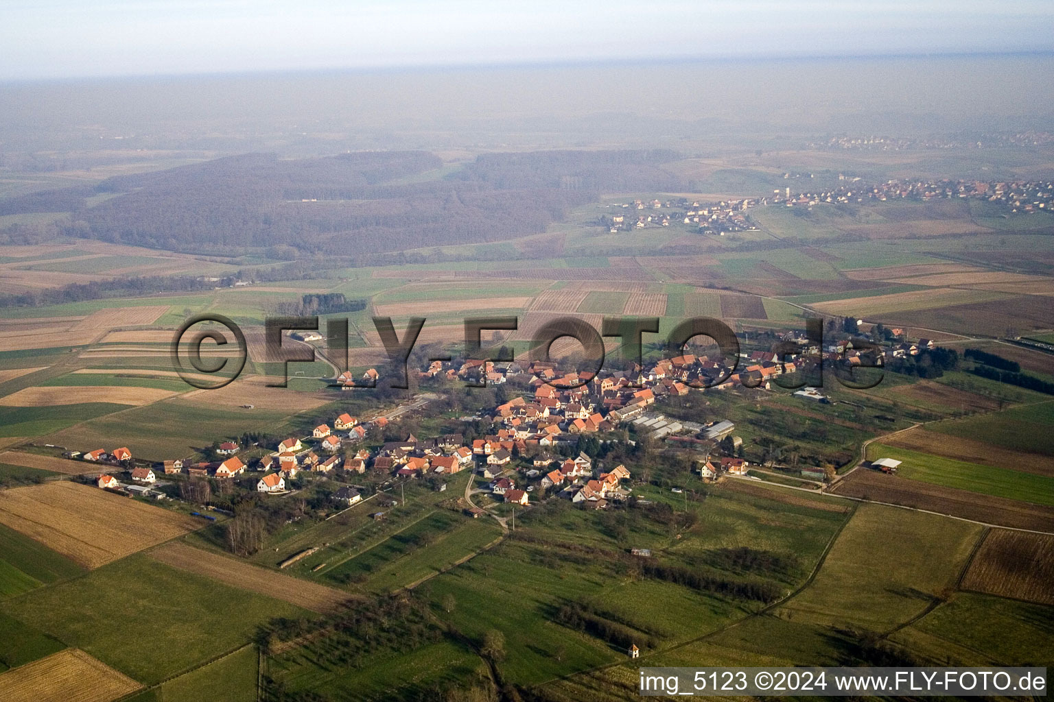 Vue aérienne de Retschwiller dans le département Bas Rhin, France