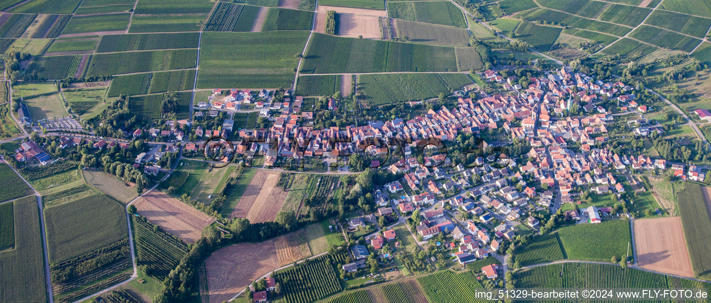 Vue aérienne de Göcklingen dans le département Rhénanie-Palatinat, Allemagne