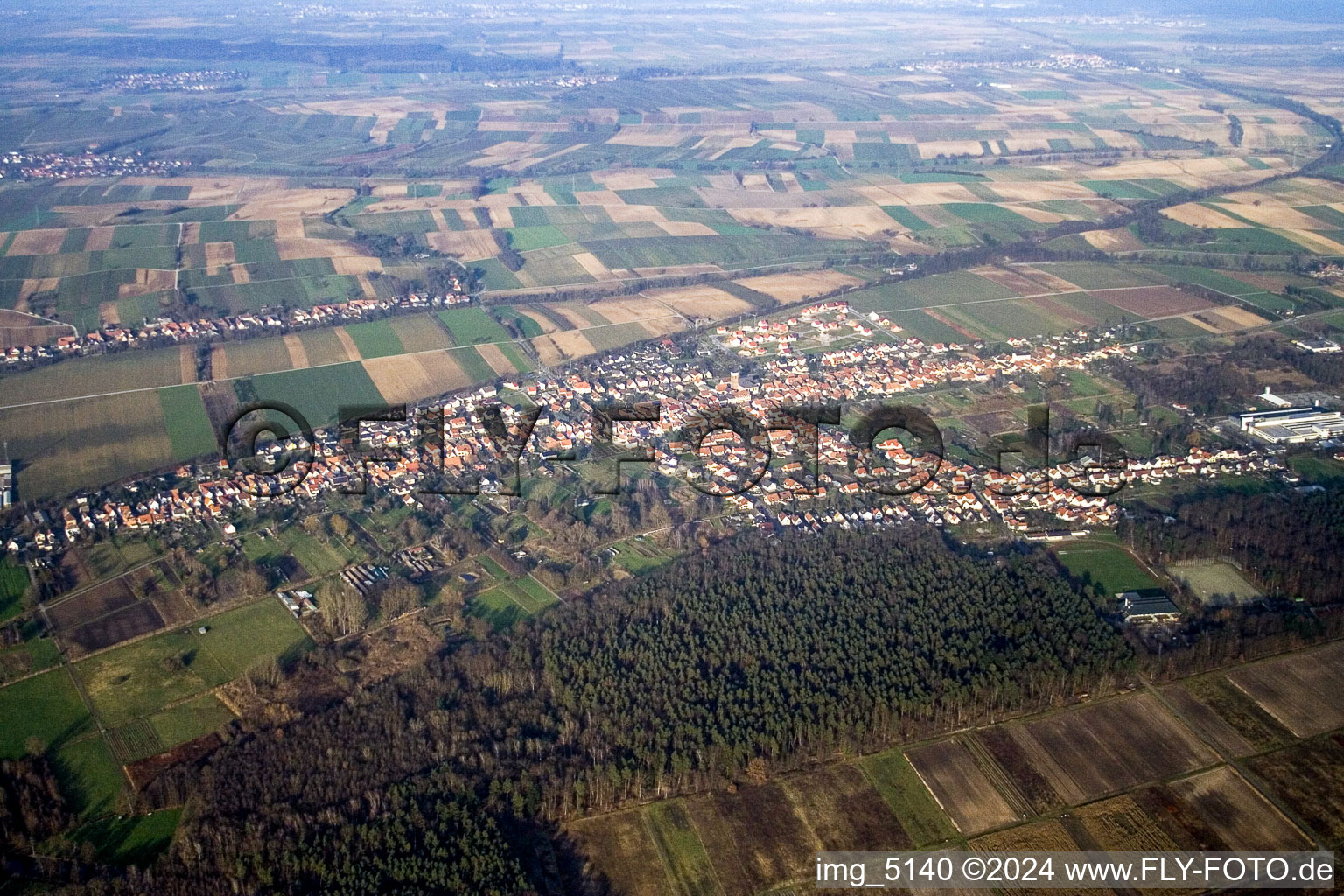 Vue aérienne de Du sud-ouest à le quartier Schaidt in Wörth am Rhein dans le département Rhénanie-Palatinat, Allemagne