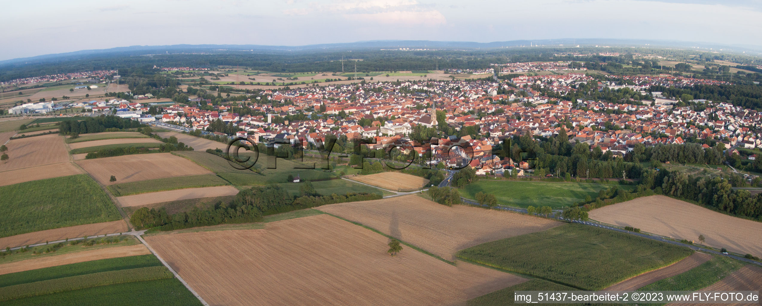 Rülzheim dans le département Rhénanie-Palatinat, Allemagne vu d'un drone