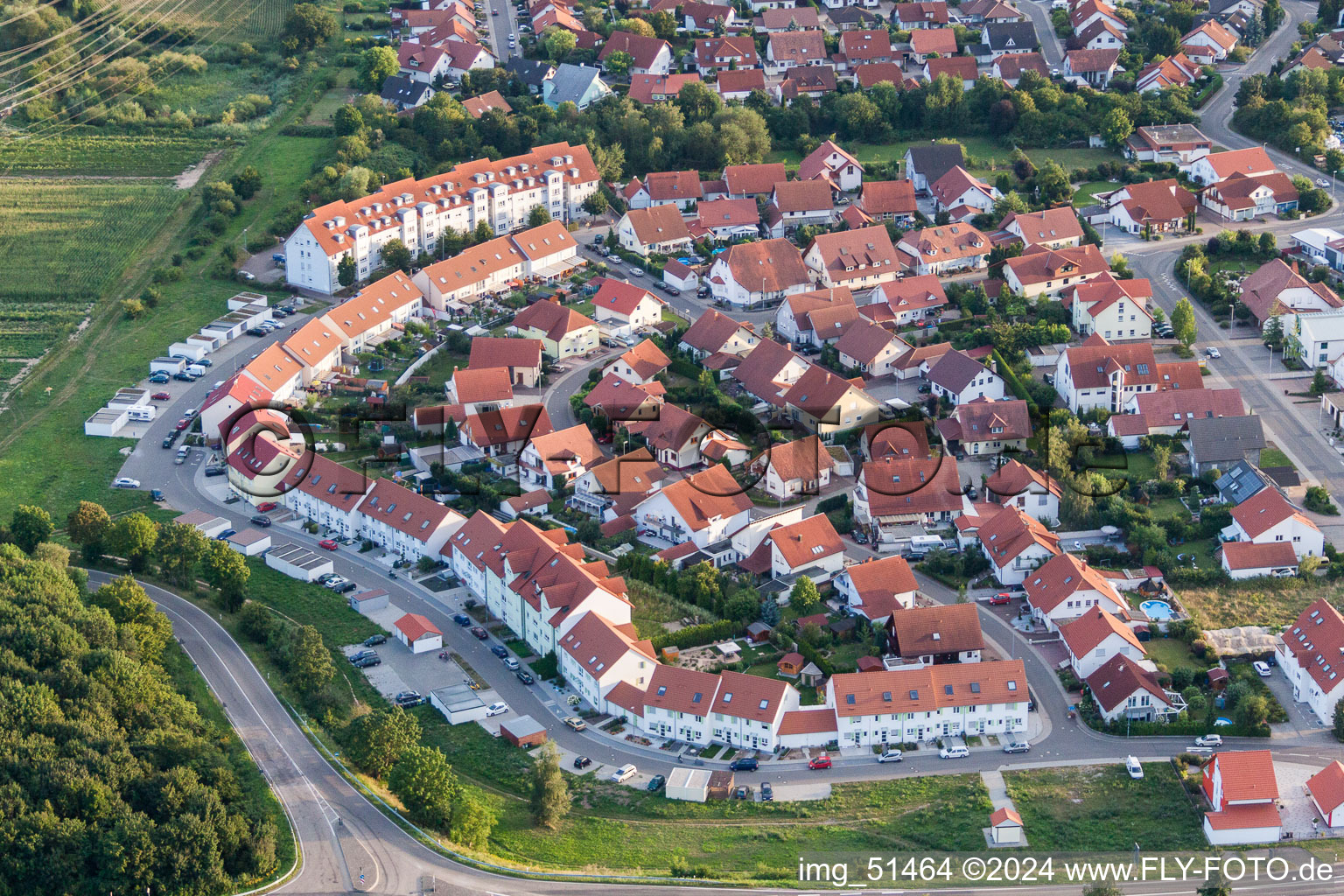 Vue aérienne de Quartier Helmut-Braun-Ring à Rülzheim dans le département Rhénanie-Palatinat, Allemagne