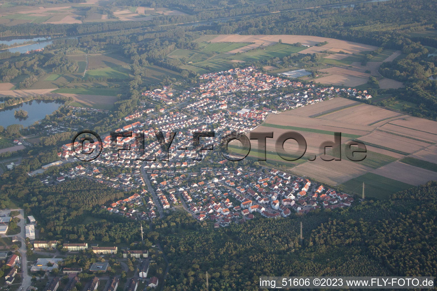 Quartier Sondernheim in Germersheim dans le département Rhénanie-Palatinat, Allemagne d'en haut