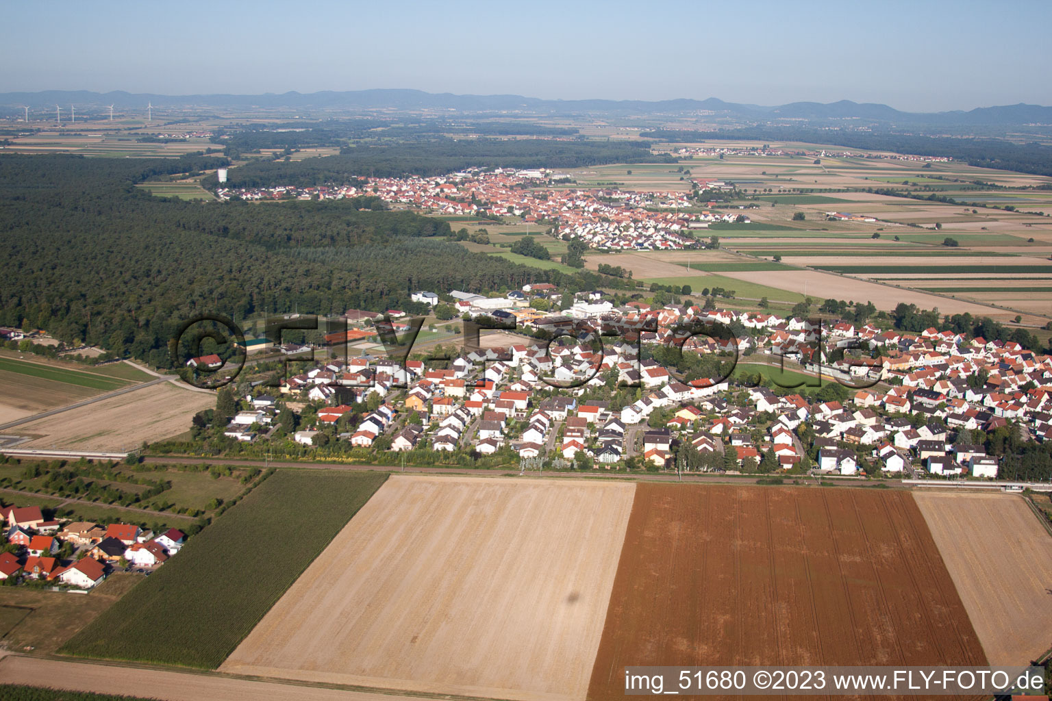 Vue oblique de Rheinzabern dans le département Rhénanie-Palatinat, Allemagne