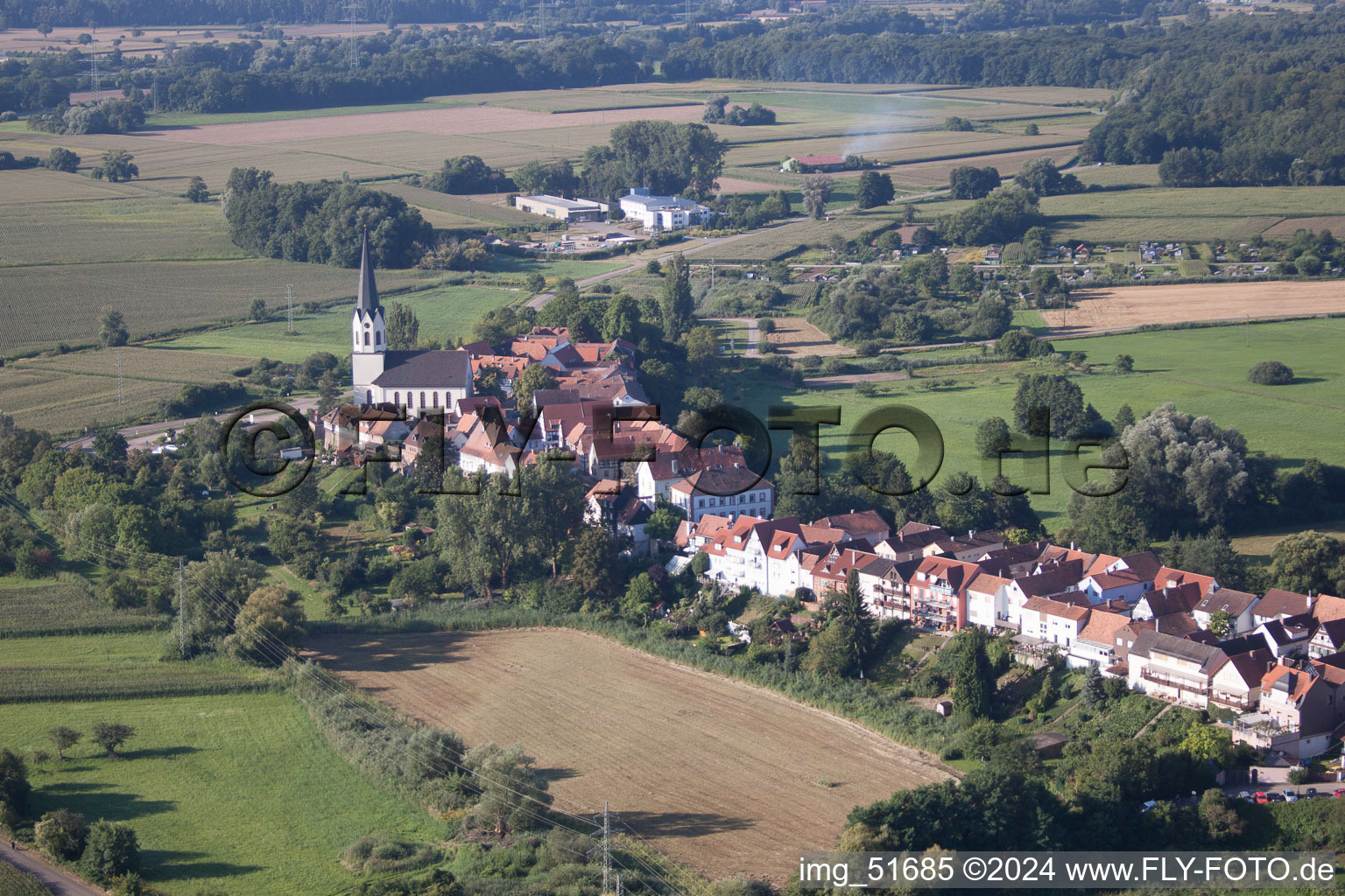 Jockgrim dans le département Rhénanie-Palatinat, Allemagne vue du ciel