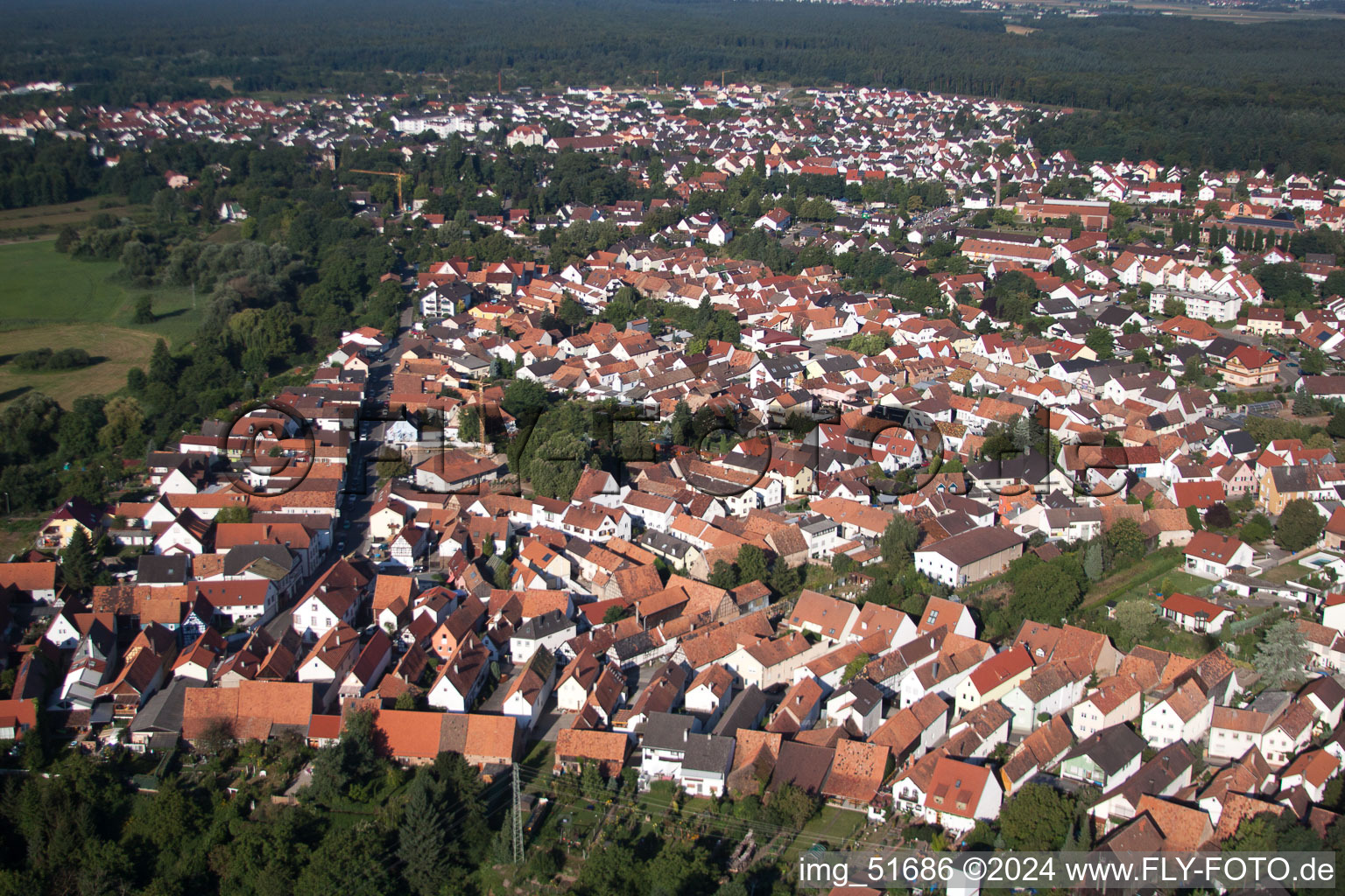 Enregistrement par drone de Jockgrim dans le département Rhénanie-Palatinat, Allemagne