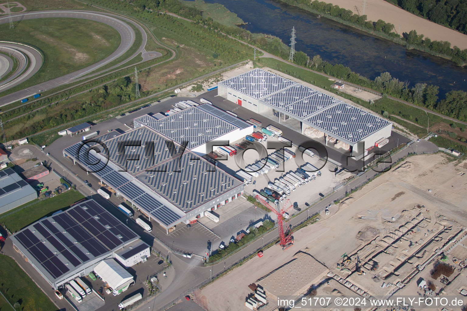 Photographie aérienne de Zone industrielle d'Oberwald à Wörth am Rhein dans le département Rhénanie-Palatinat, Allemagne