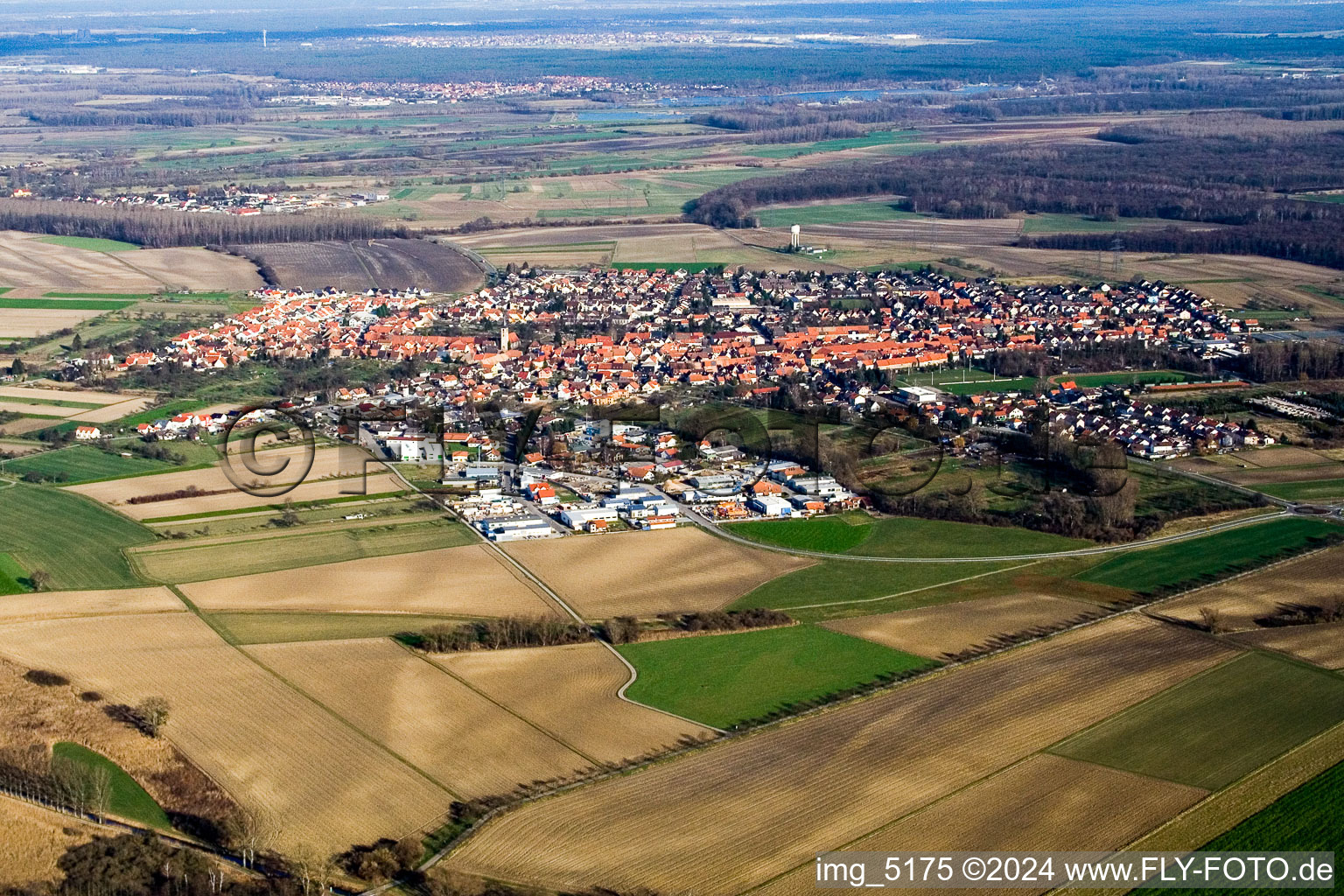 Quartier Liedolsheim in Dettenheim dans le département Bade-Wurtemberg, Allemagne vue du ciel