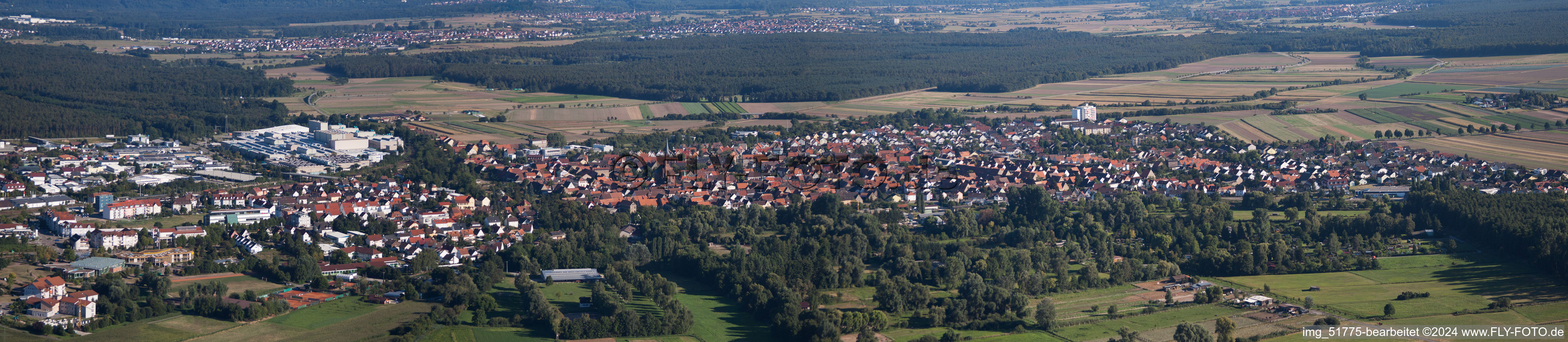 Vue aérienne de Panorama à le quartier Graben in Graben-Neudorf dans le département Bade-Wurtemberg, Allemagne