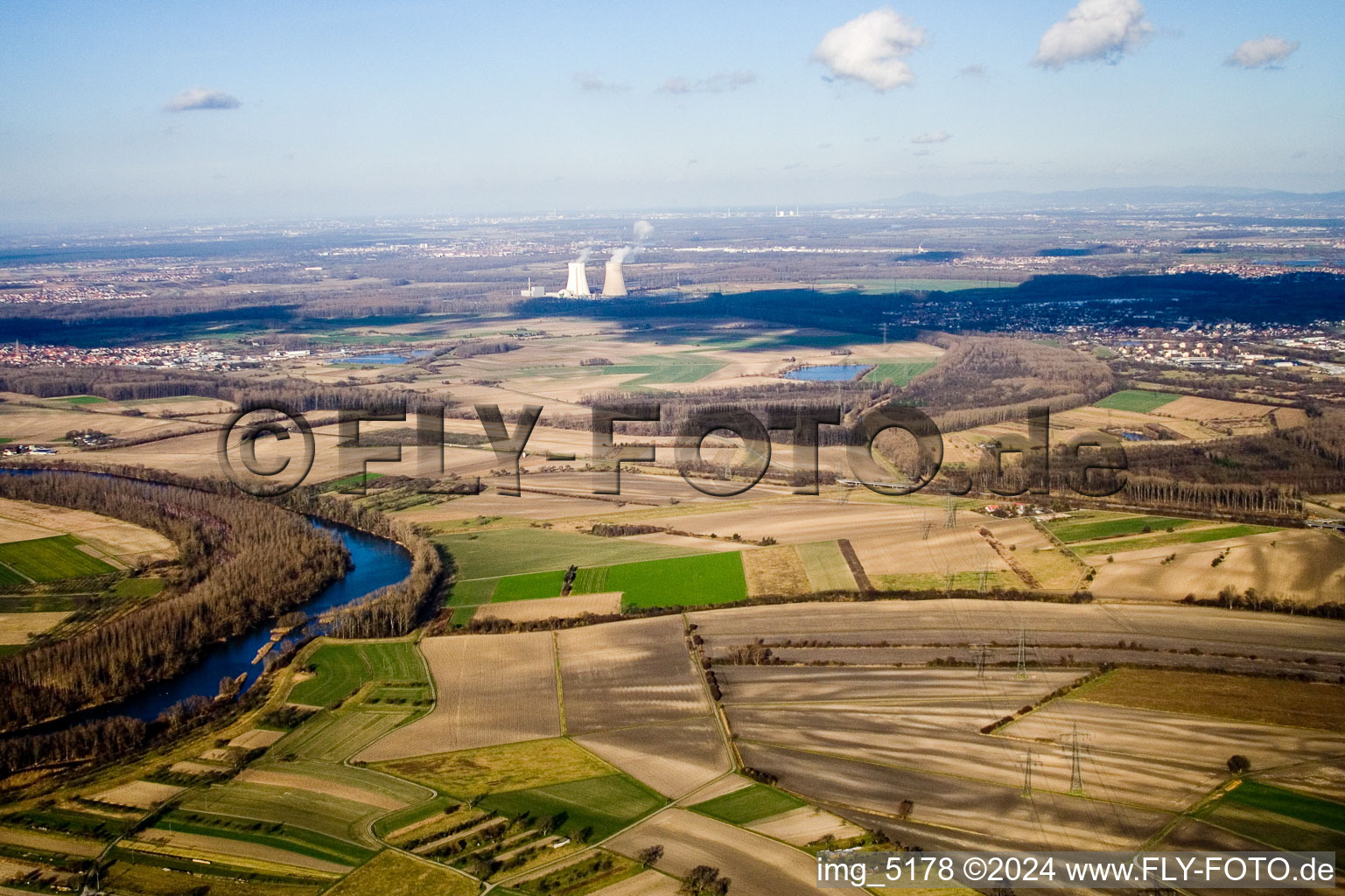 Vue aérienne de Du sud à Philippsburg dans le département Bade-Wurtemberg, Allemagne