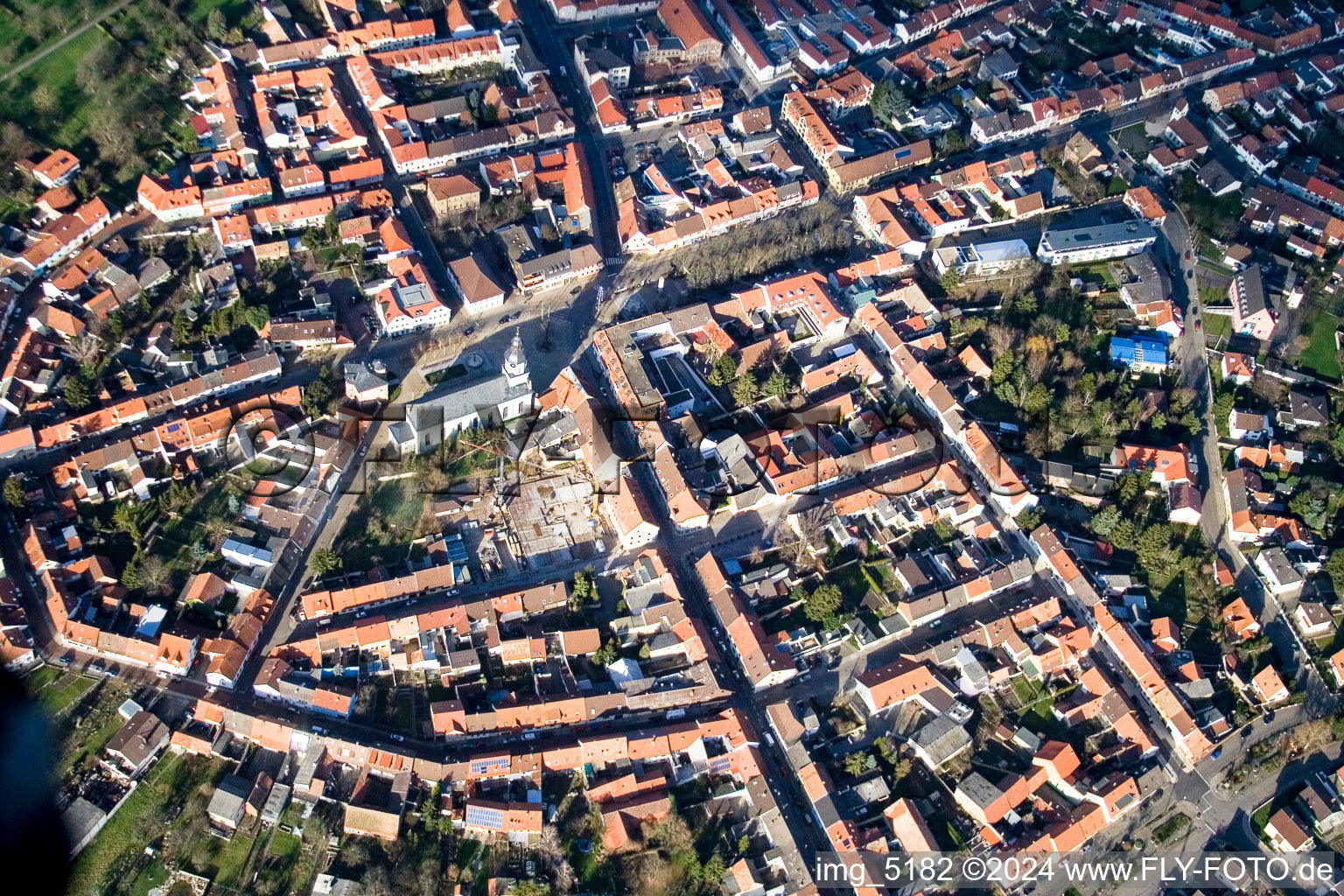 Vue oblique de Philippsburg dans le département Bade-Wurtemberg, Allemagne