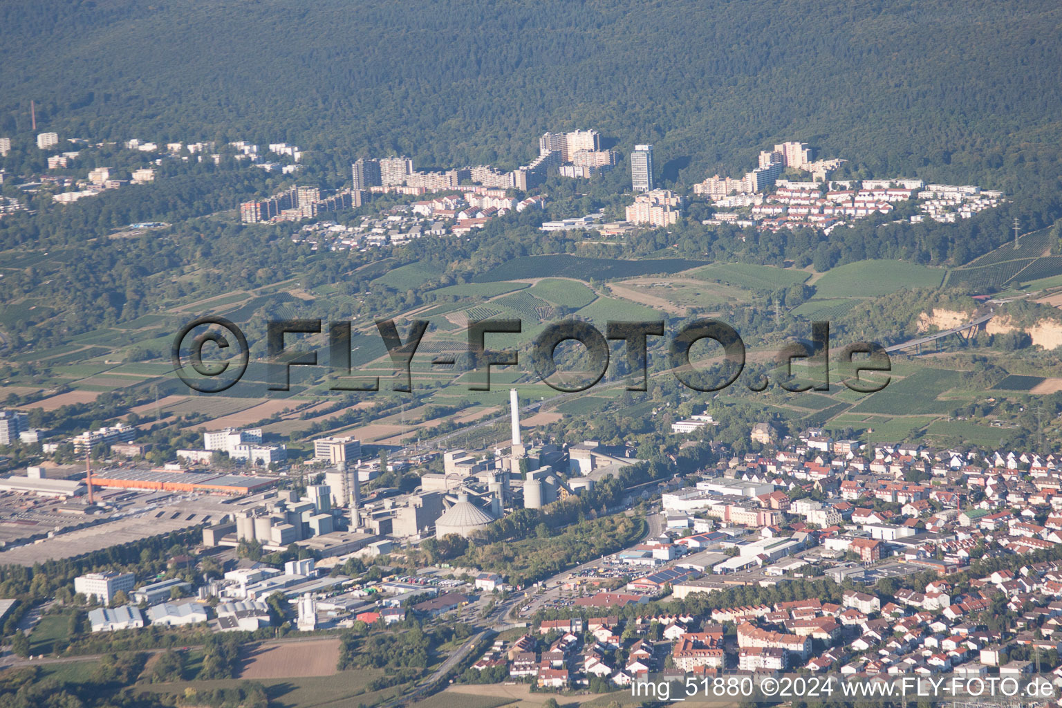 Vue d'oiseau de Leimen dans le département Bade-Wurtemberg, Allemagne