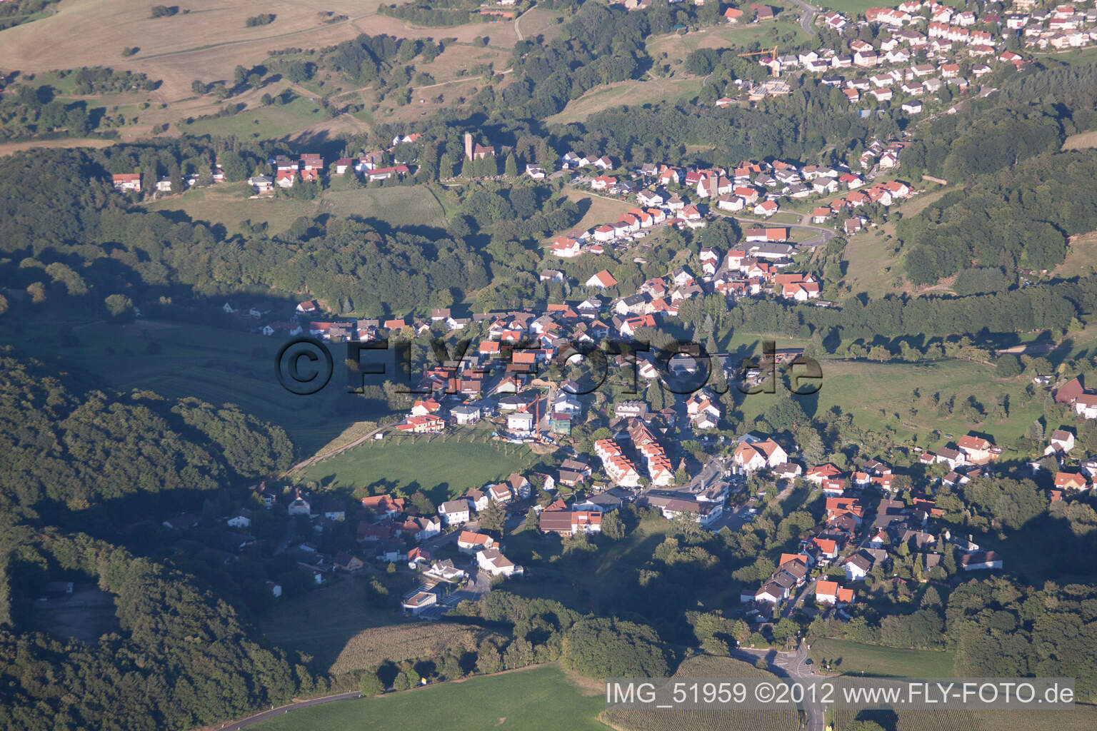 Vue aérienne de Dans le quartier Oberflockenbach à Weinheim à Oberflockenbach dans le département Bade-Wurtemberg, Allemagne