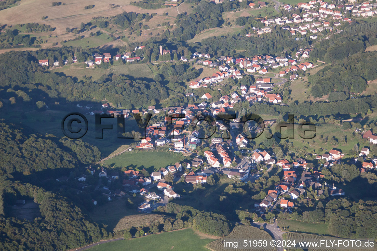 Vue aérienne de Dans le quartier Oberflockenbach à Weinheim à Oberflockenbach dans le département Bade-Wurtemberg, Allemagne