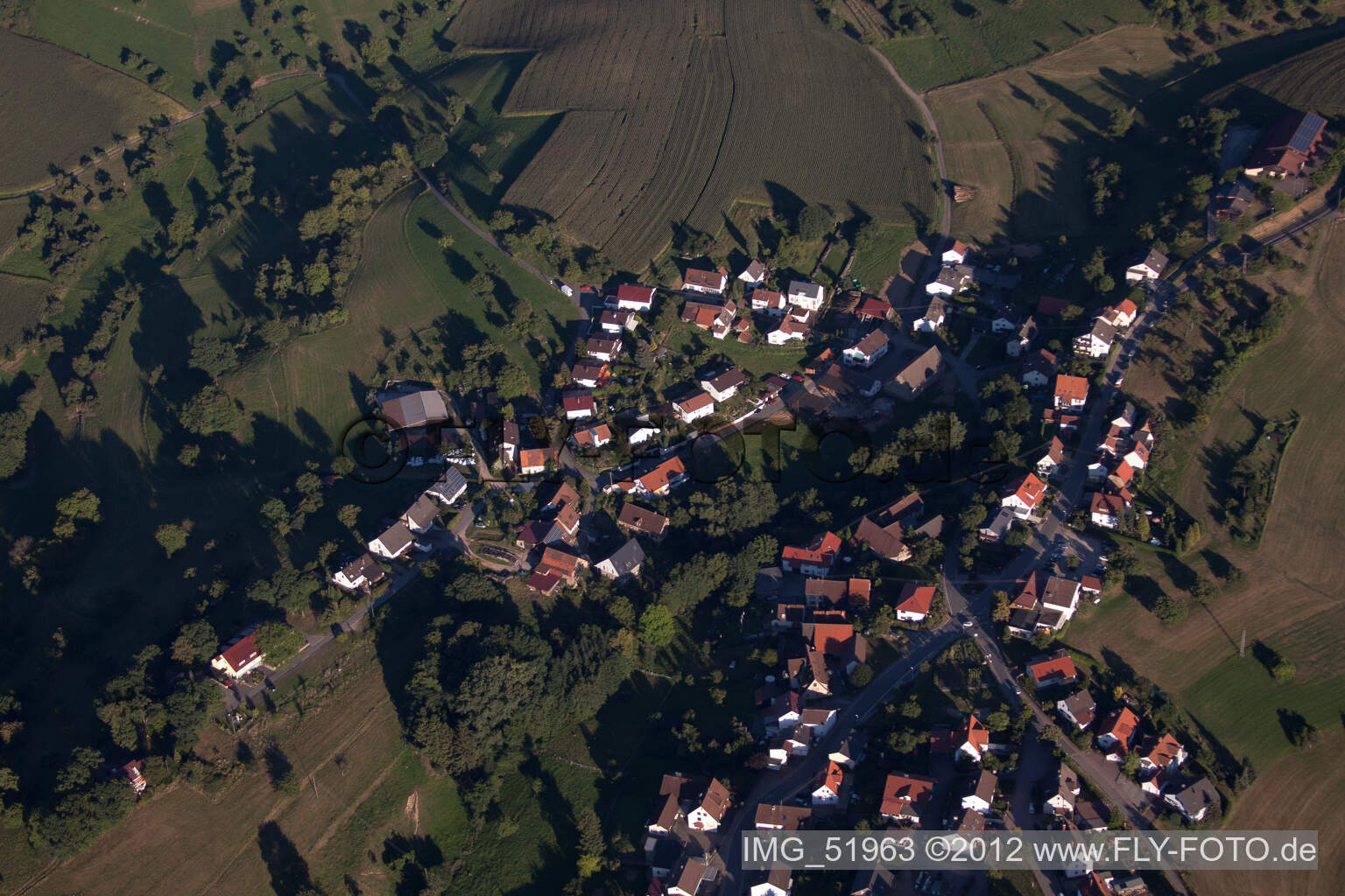 Photographie aérienne de Dans le quartier Oberflockenbach à Weinheim à Oberflockenbach dans le département Bade-Wurtemberg, Allemagne