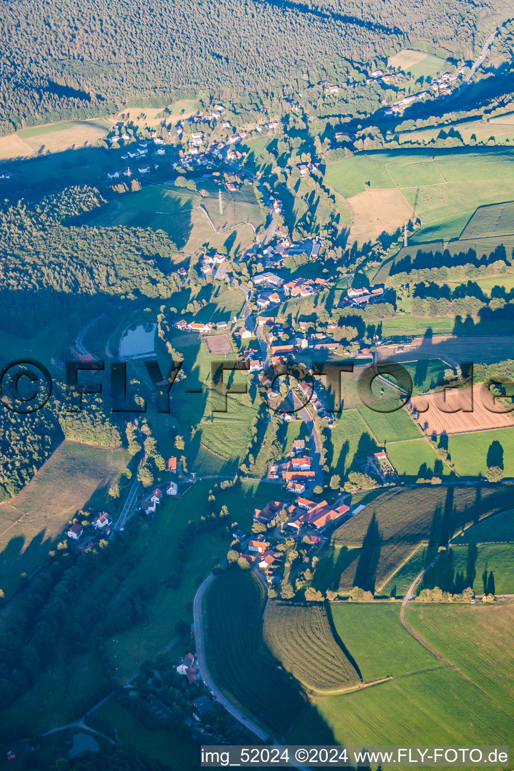 Vue oblique de Quartier Hüttenthal in Mossautal dans le département Hesse, Allemagne