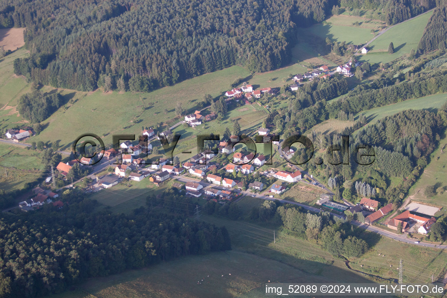 Vue oblique de Quartier Unter-Mossau in Mossautal dans le département Hesse, Allemagne