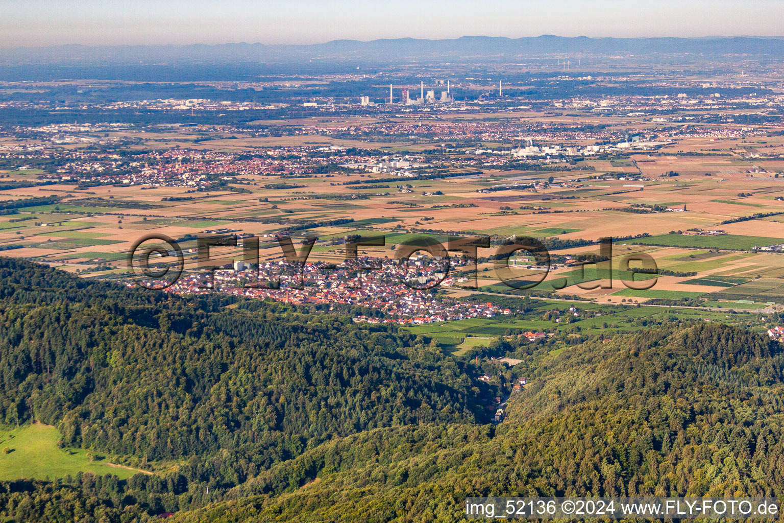 Vue aérienne de Du nord-est à le quartier Leutershausen in Hirschberg an der Bergstraße dans le département Bade-Wurtemberg, Allemagne