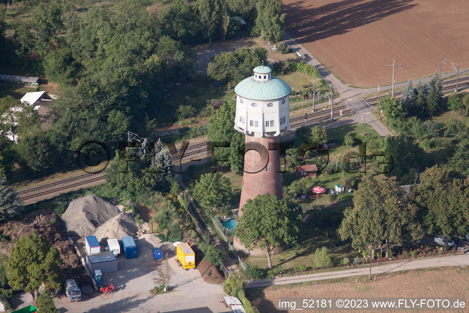 Vue aérienne de Château d'eau à le quartier Wieblinger-Flur in Heidelberg dans le département Bade-Wurtemberg, Allemagne