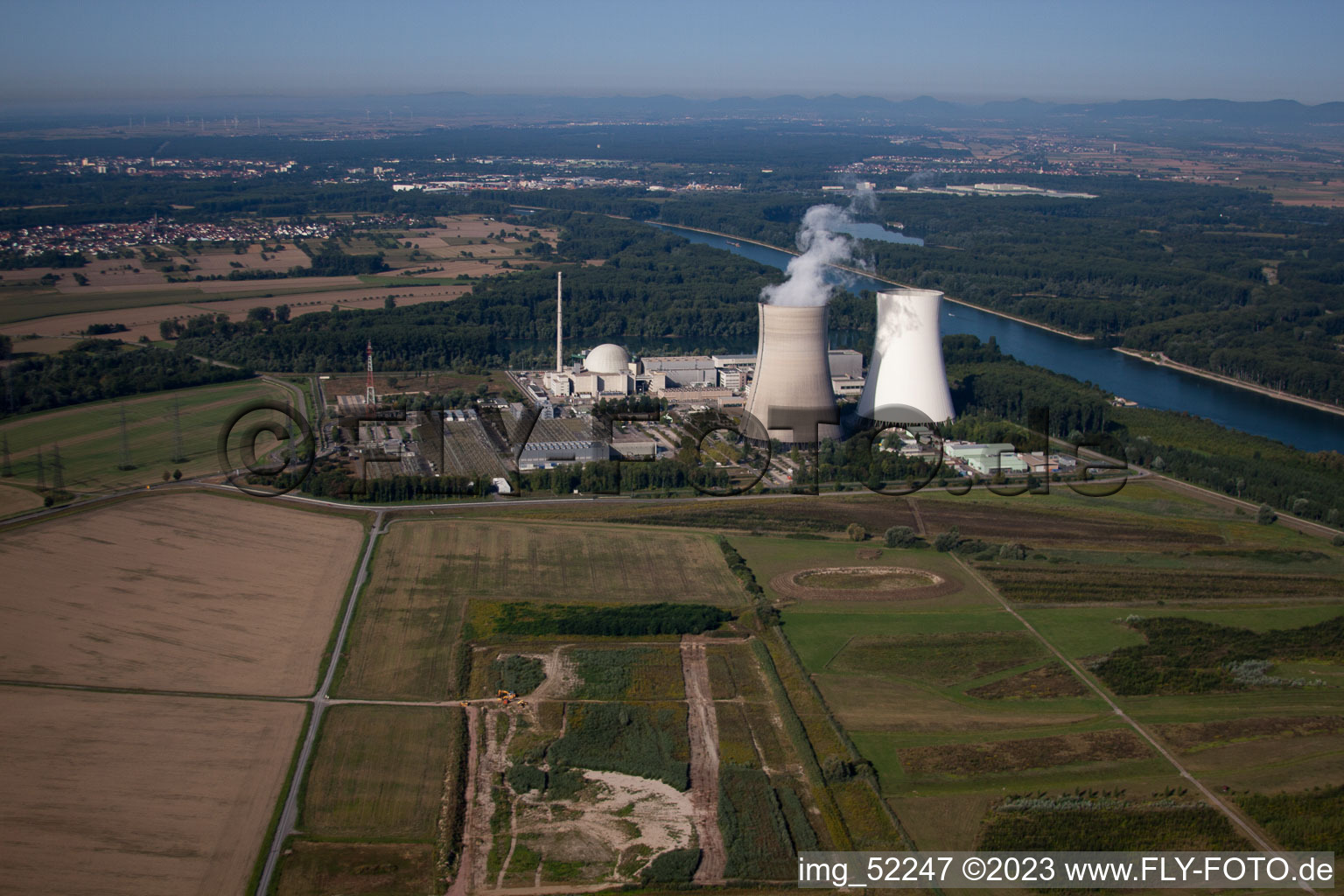 Photographie aérienne de Centrale nucléaire du sud-ouest à Philippsburg dans le département Bade-Wurtemberg, Allemagne