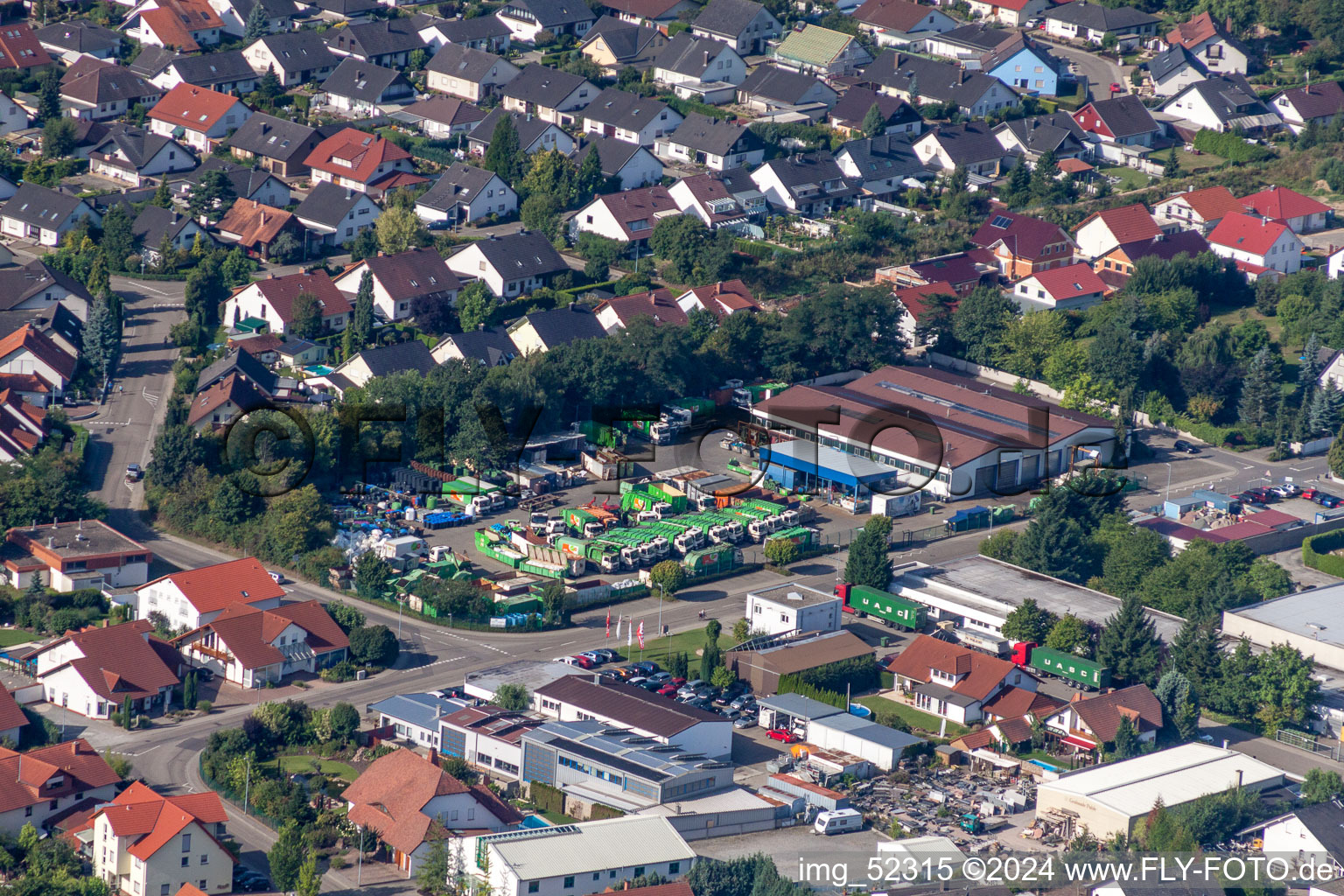Vue aérienne de Site de la déchetterie usine de tri des déchets et recyclage Rülzheim à Rülzheim dans le département Rhénanie-Palatinat, Allemagne