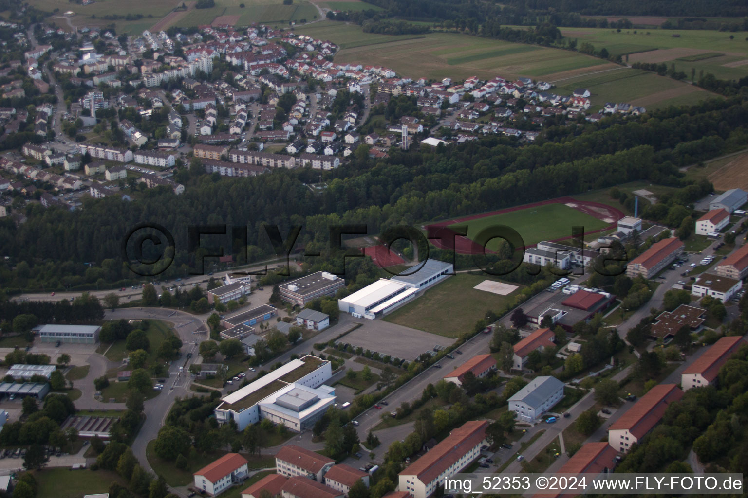 Vue aérienne de Stammheim, zone d'entraînement du chantier à Calw dans le département Bade-Wurtemberg, Allemagne