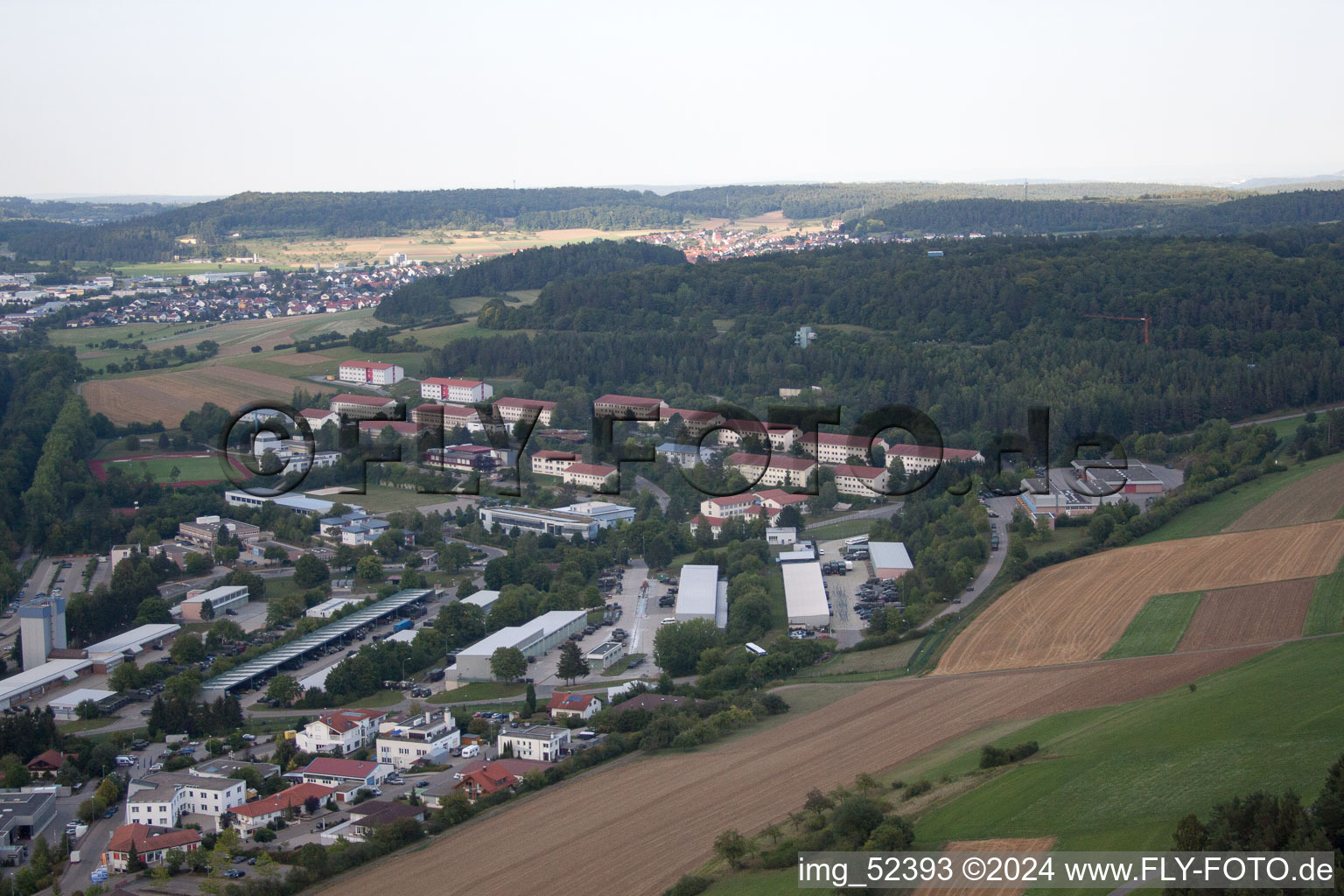 Vue aérienne de Stammheim, zone d'entraînement du chantier à Calw dans le département Bade-Wurtemberg, Allemagne