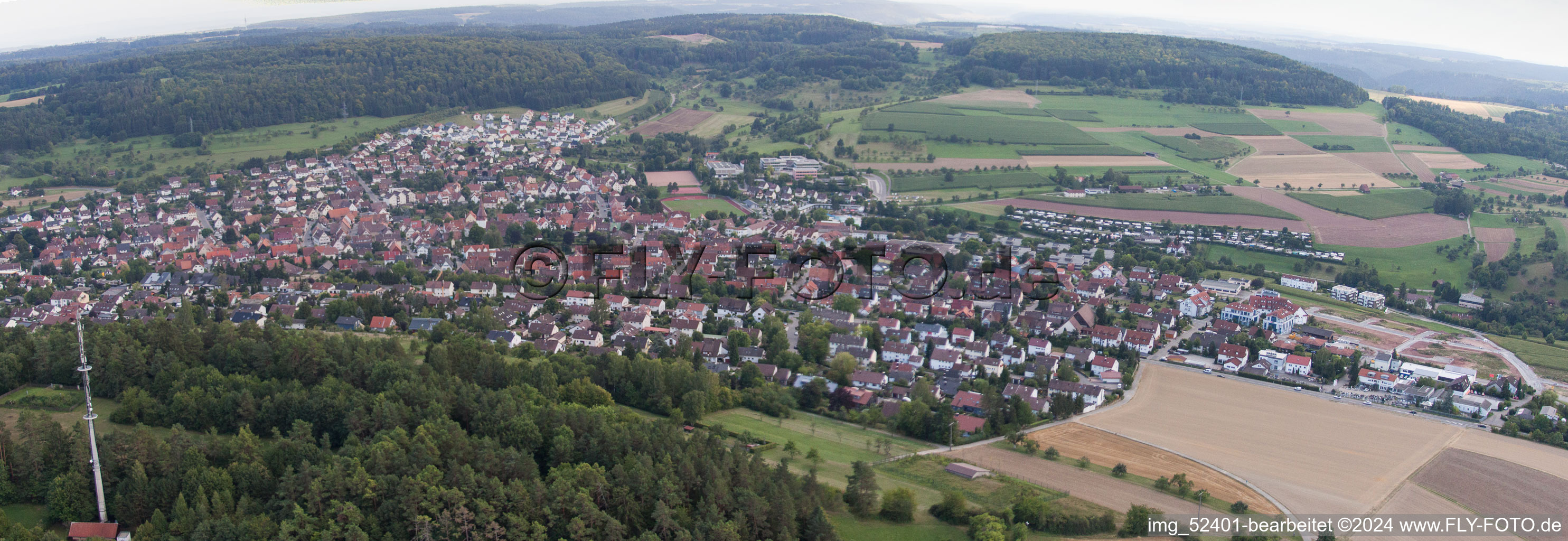 Vue aérienne de Panorama de la région et des environs dans le quartier de Stammheim à Calw dans le département Bade-Wurtemberg, Allemagne