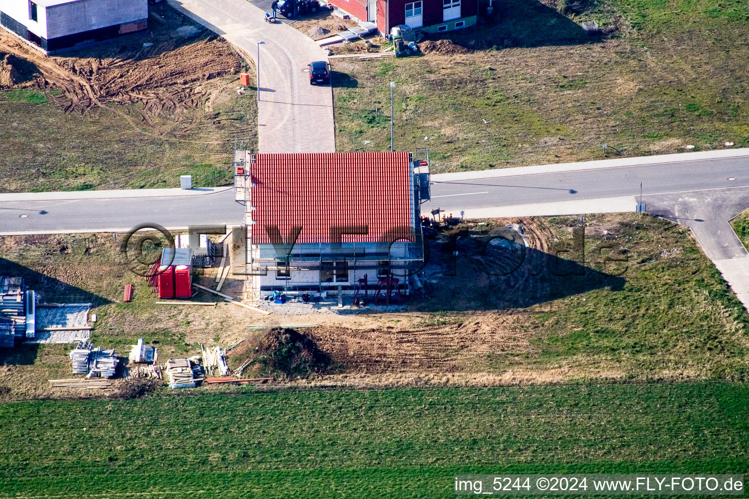 Nouvelle zone de développement NE à le quartier Schaidt in Wörth am Rhein dans le département Rhénanie-Palatinat, Allemagne d'en haut