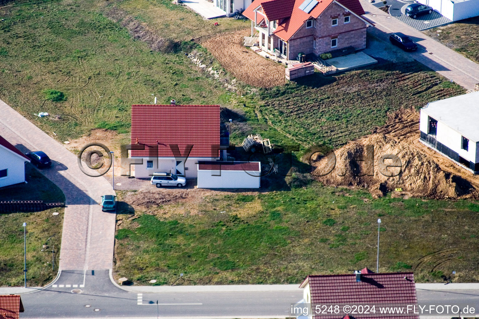 Vue d'oiseau de Nouvelle zone de développement NE à le quartier Schaidt in Wörth am Rhein dans le département Rhénanie-Palatinat, Allemagne