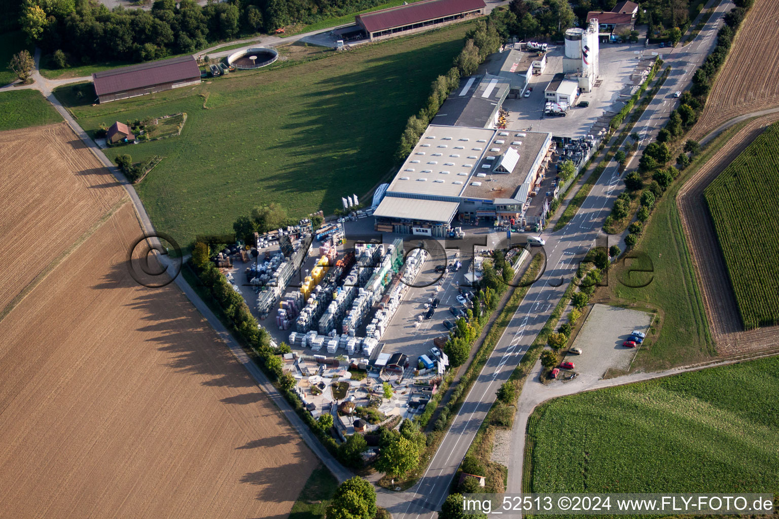 Sindelfingen-Darmsheim, Mühlackerstrasse, entreprise Kömpf à Darmsheim dans le département Bade-Wurtemberg, Allemagne d'en haut