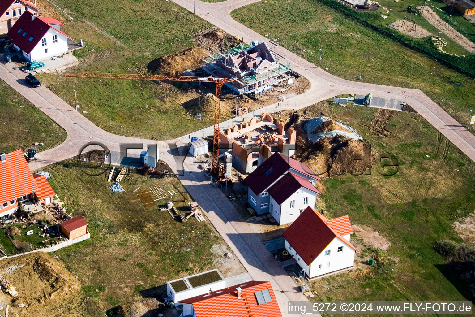 Nouvelle zone de développement NE à le quartier Schaidt in Wörth am Rhein dans le département Rhénanie-Palatinat, Allemagne depuis l'avion