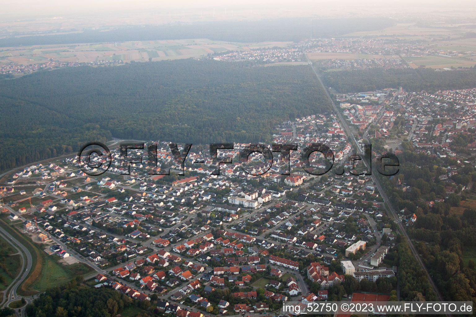 Photographie aérienne de Jockgrim dans le département Rhénanie-Palatinat, Allemagne