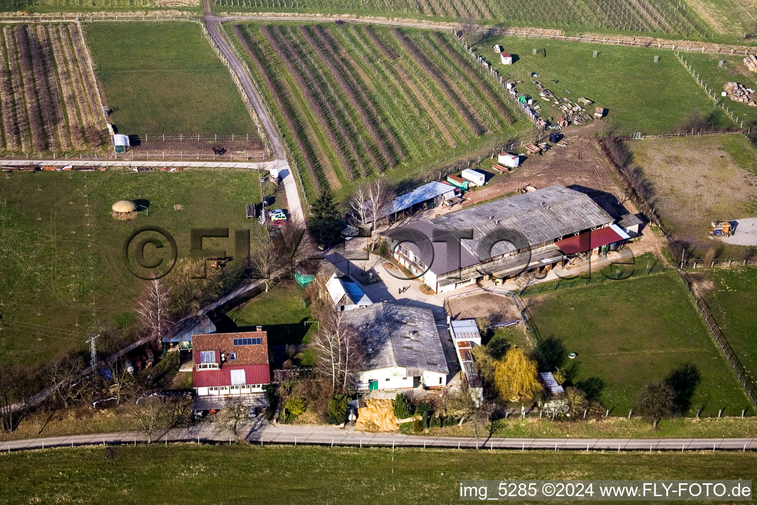 Vue aérienne de Ferme équestre Heidebrunnerhof à Oberotterbach dans le département Rhénanie-Palatinat, Allemagne