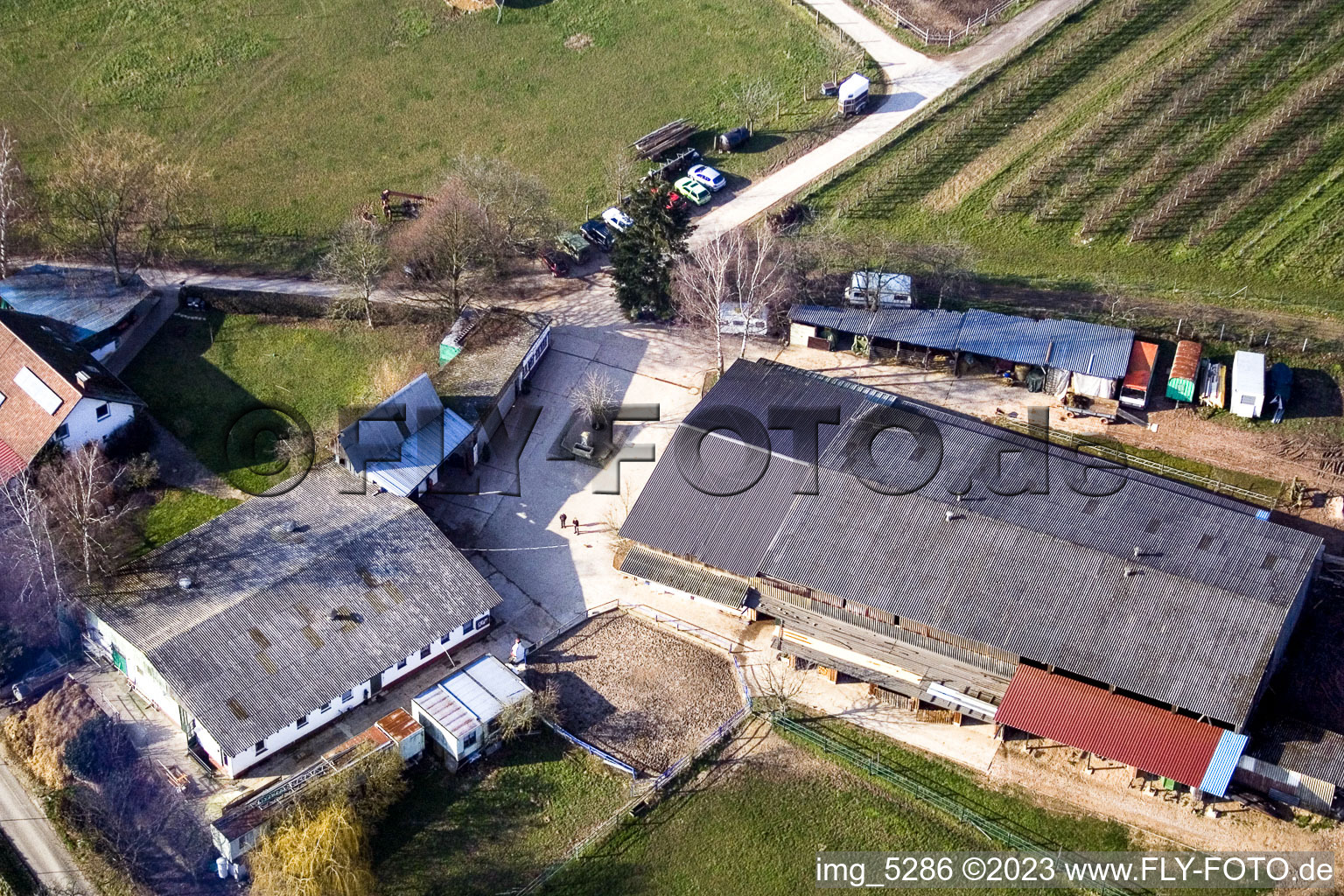 Photographie aérienne de Ferme équestre Heidebrunnerhof à Oberotterbach dans le département Rhénanie-Palatinat, Allemagne
