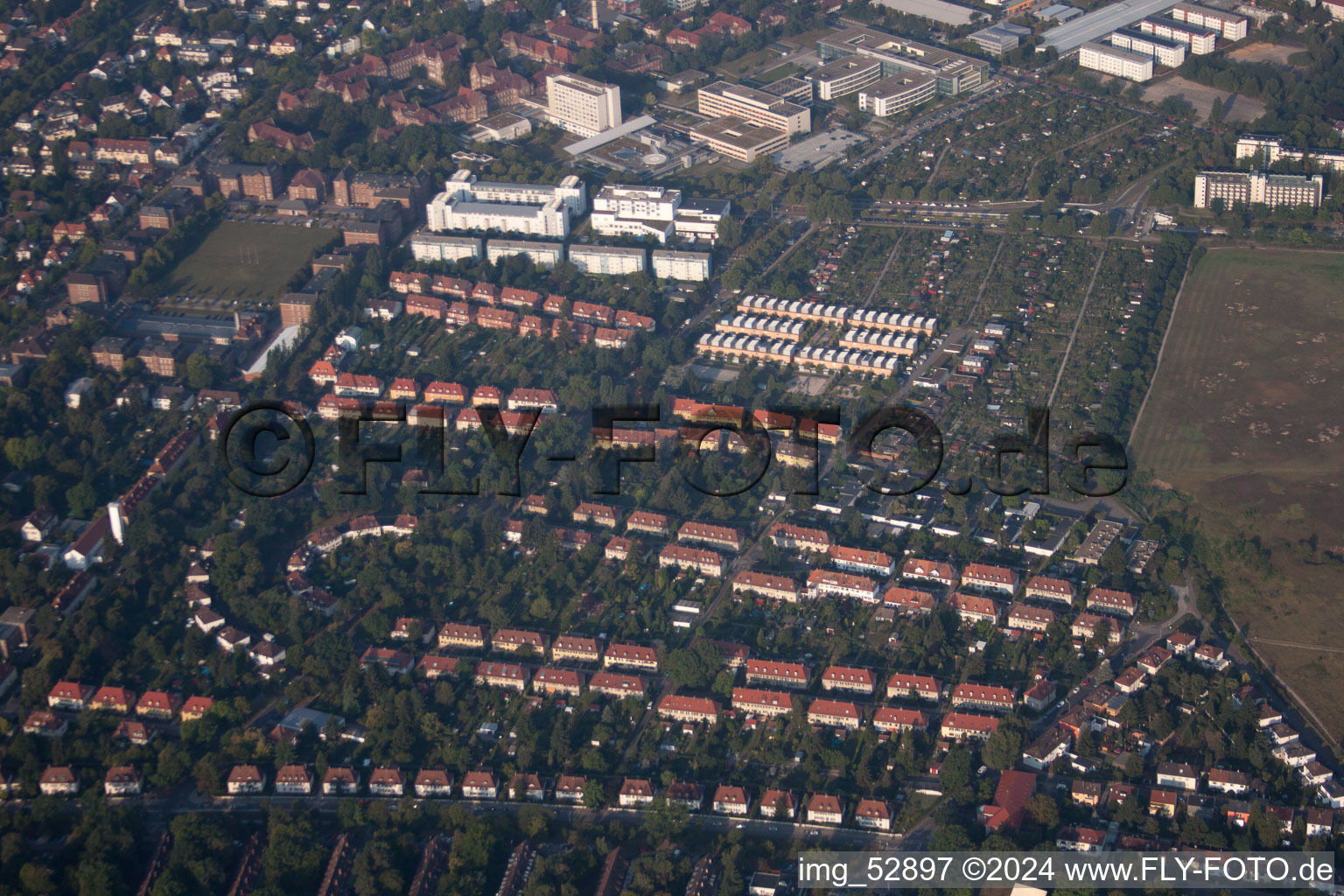 Vue oblique de Quartier Nordstadt in Karlsruhe dans le département Bade-Wurtemberg, Allemagne