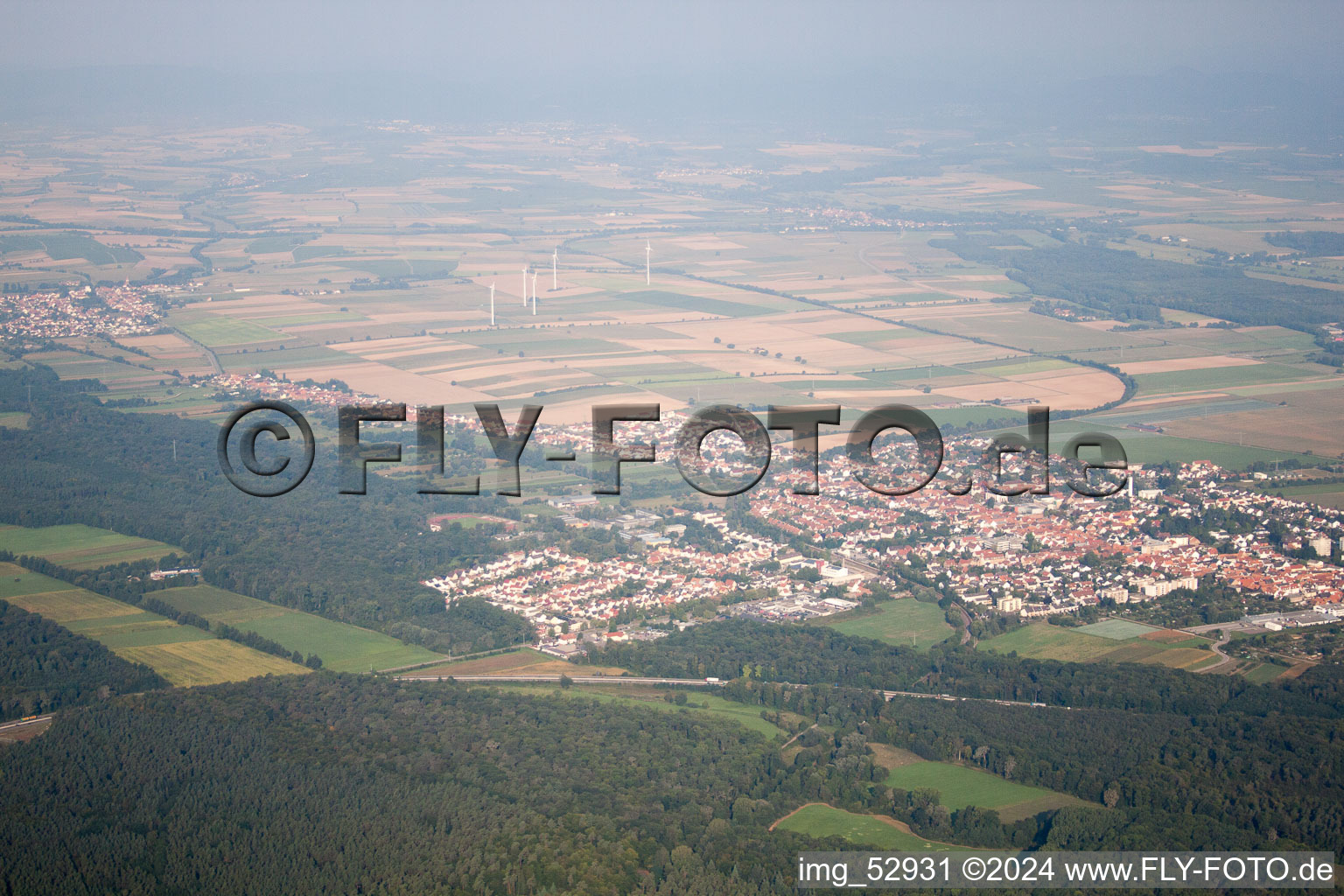 Kandel dans le département Rhénanie-Palatinat, Allemagne depuis l'avion