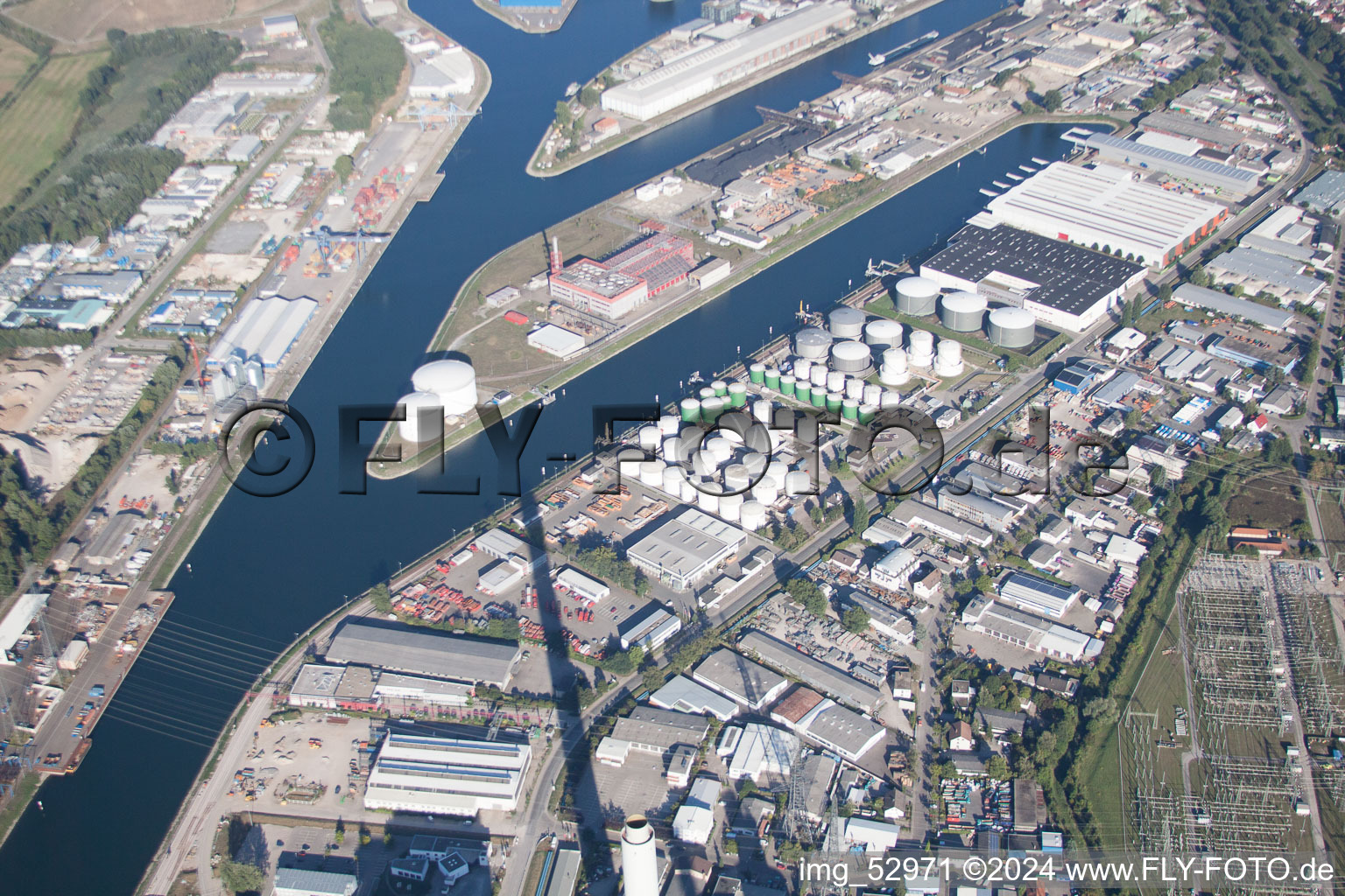 Quartier Rheinhafen in Karlsruhe dans le département Bade-Wurtemberg, Allemagne vue d'en haut