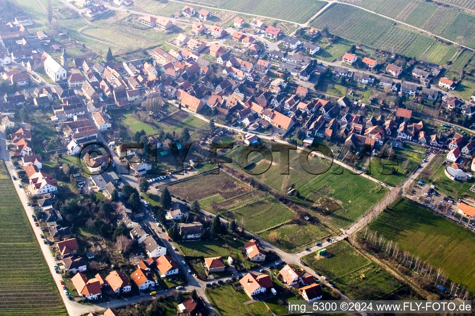 Quartier Pleisweiler in Pleisweiler-Oberhofen dans le département Rhénanie-Palatinat, Allemagne vu d'un drone