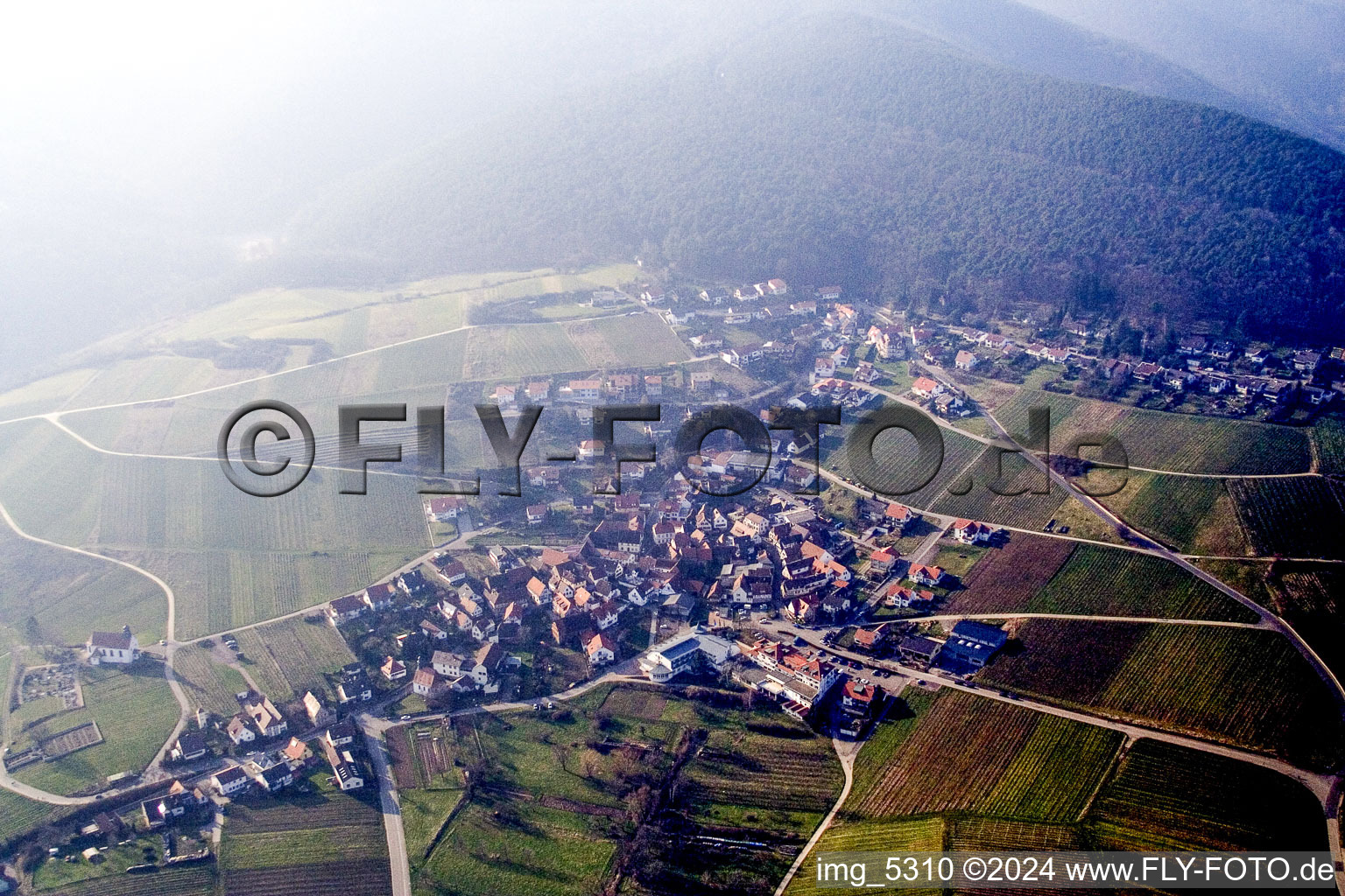 Quartier Gleiszellen in Gleiszellen-Gleishorbach dans le département Rhénanie-Palatinat, Allemagne depuis l'avion