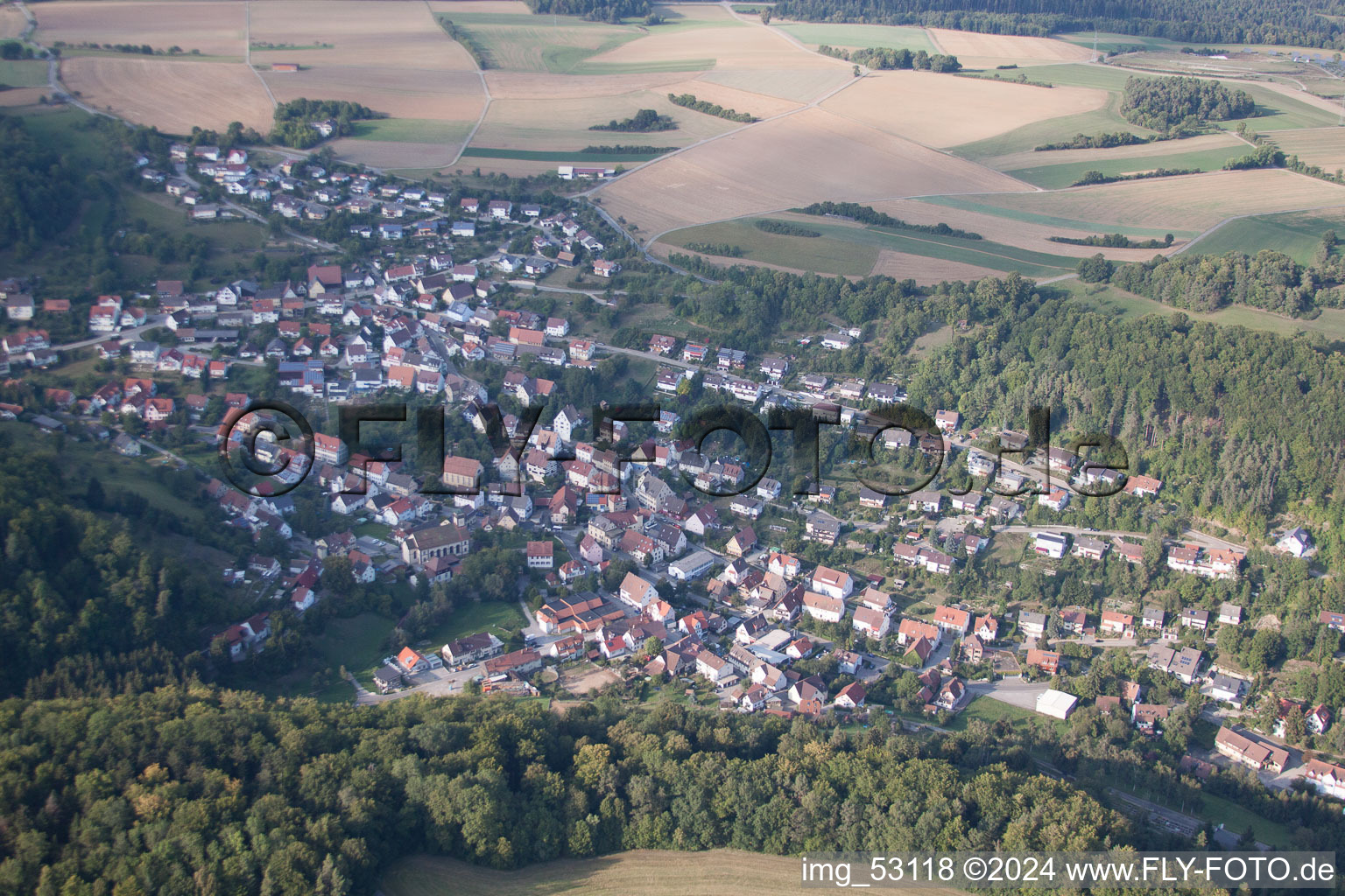 Horb am Neckar dans le département Bade-Wurtemberg, Allemagne depuis l'avion