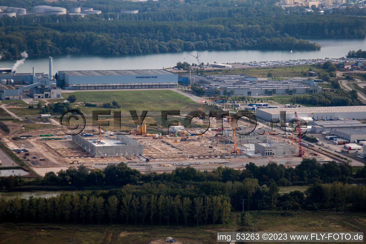 Zone industrielle d'Oberwald à Wörth am Rhein dans le département Rhénanie-Palatinat, Allemagne vue du ciel