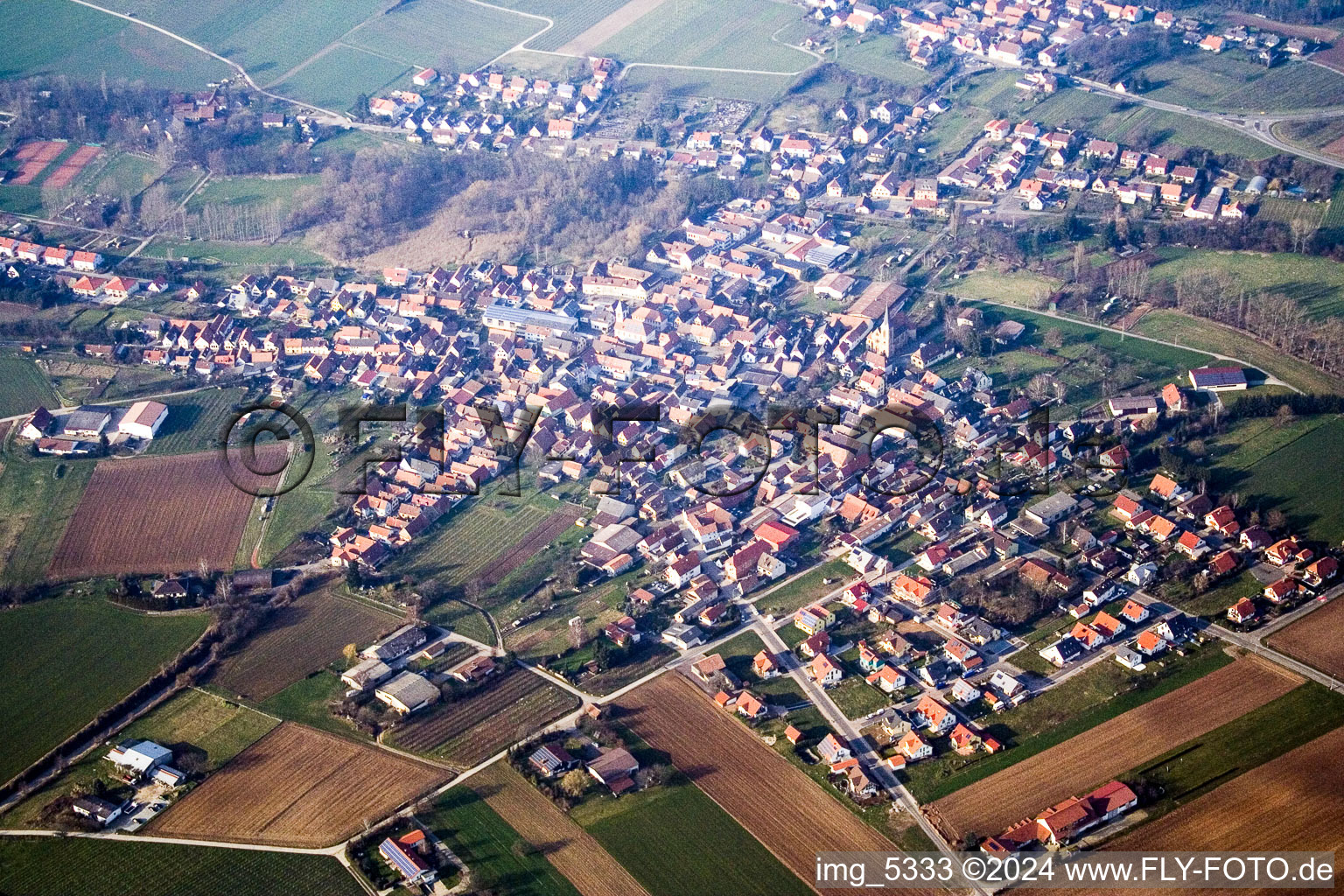 Quartier Ingenheim in Billigheim-Ingenheim dans le département Rhénanie-Palatinat, Allemagne vue du ciel