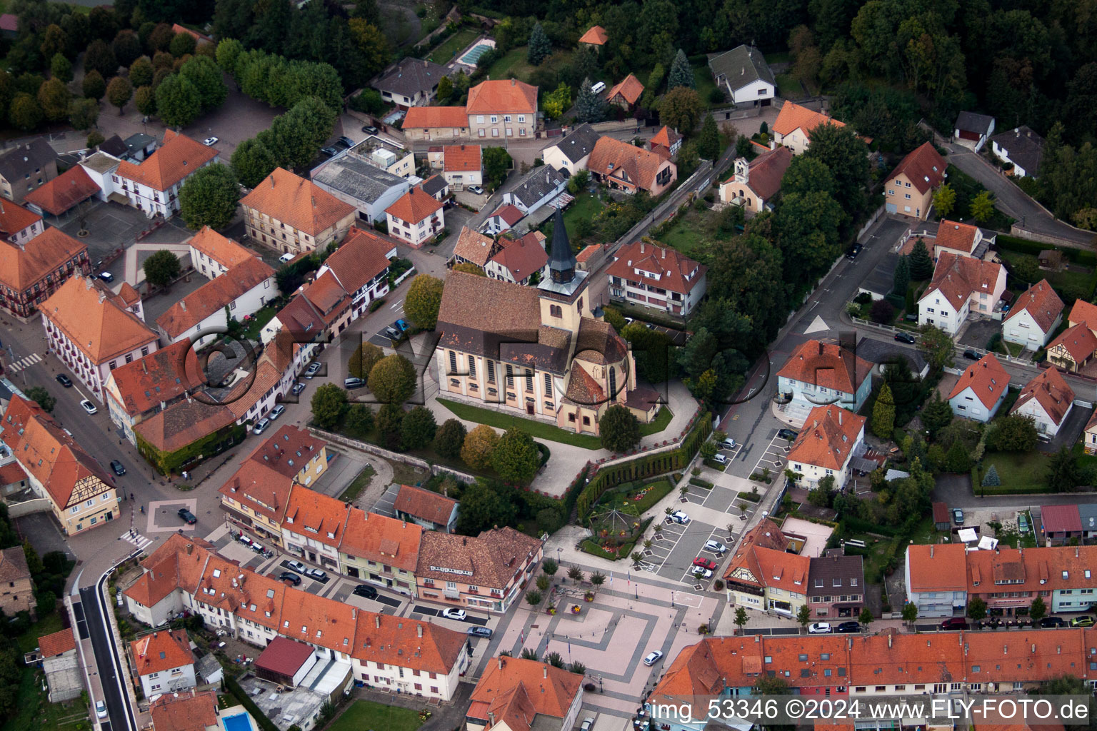 Vue aérienne de Lauterbourg dans le département Bas Rhin, France