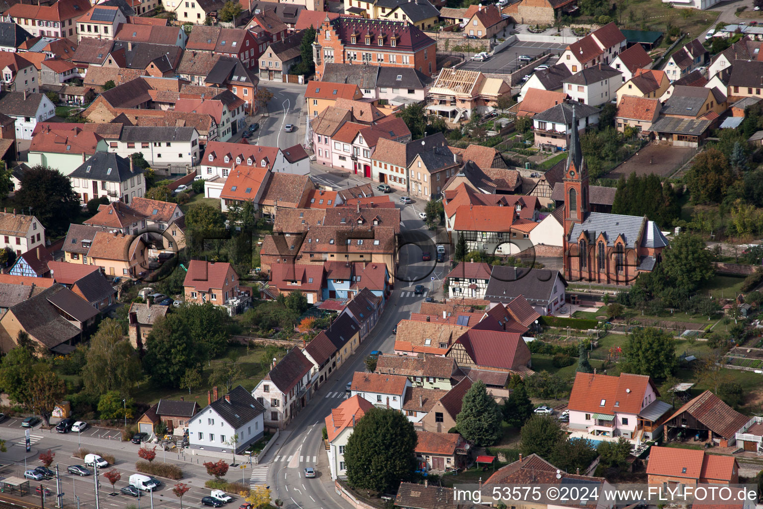 Vue aérienne de Hochfelden dans le département Bas Rhin, France