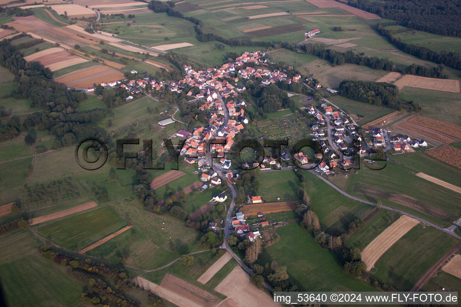 Griesbach dans le département Bas Rhin, France depuis l'avion