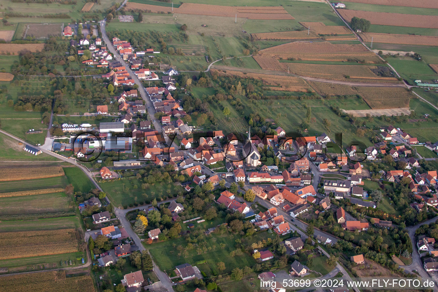 Photographie aérienne de Gunstett dans le département Bas Rhin, France