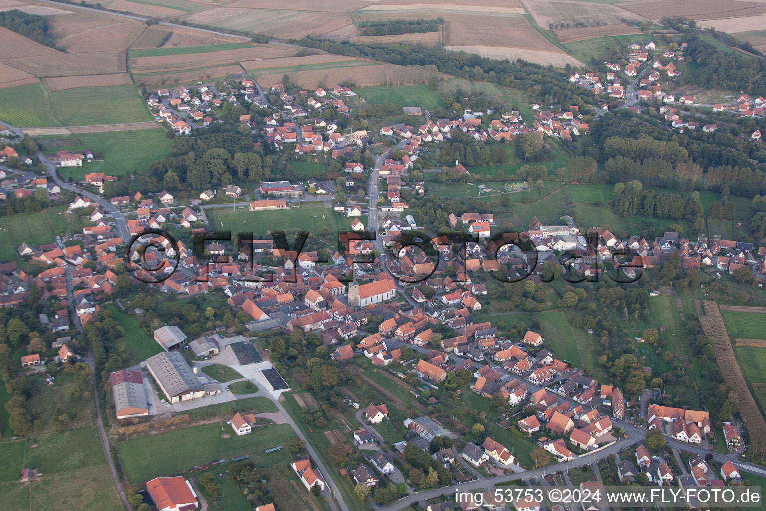 Riedseltz dans le département Bas Rhin, France vue du ciel