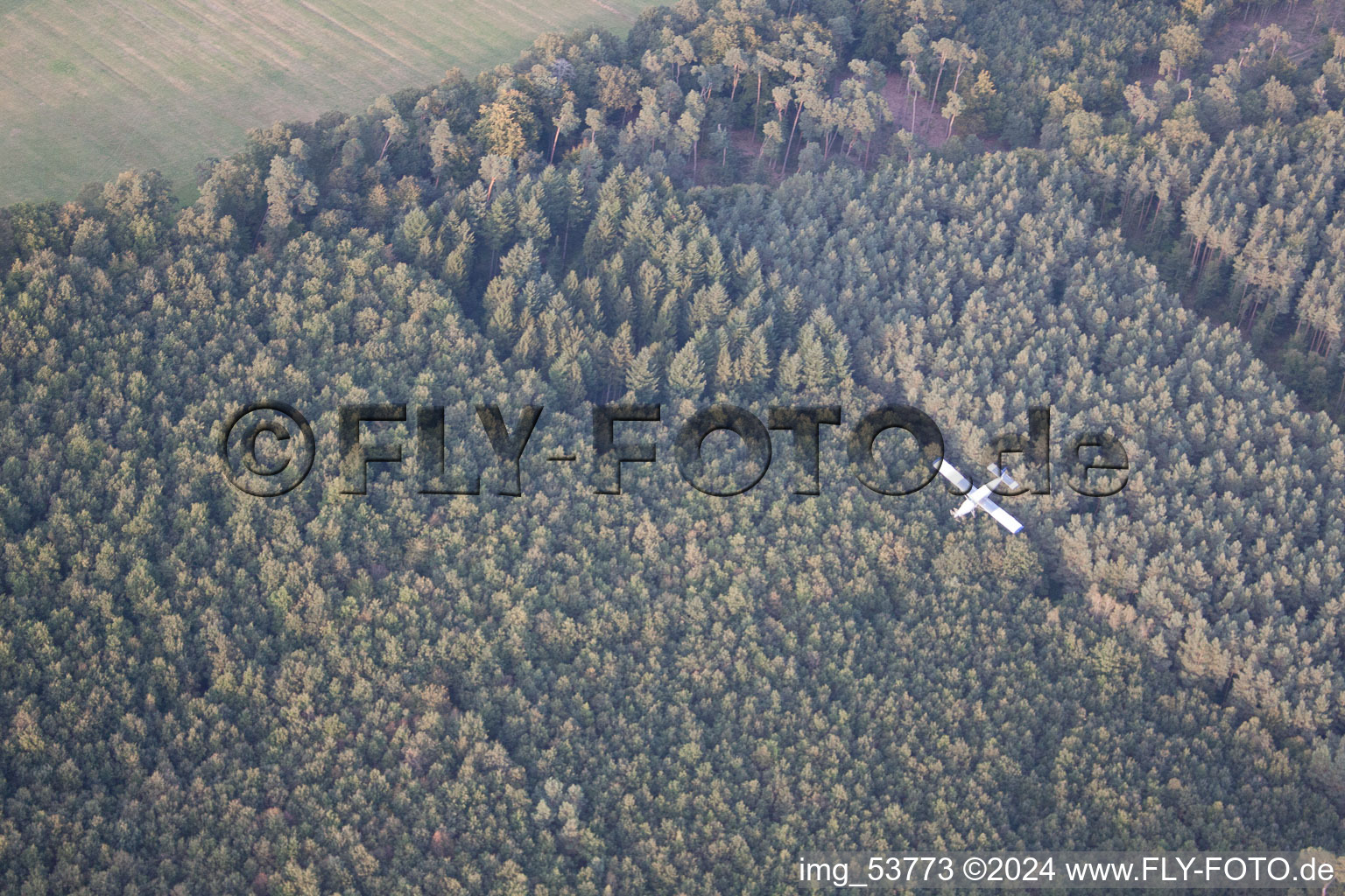 Vue aérienne de Porter Airfield en plongée après un largage de parachutiste à Schweighofen dans le département Rhénanie-Palatinat, Allemagne