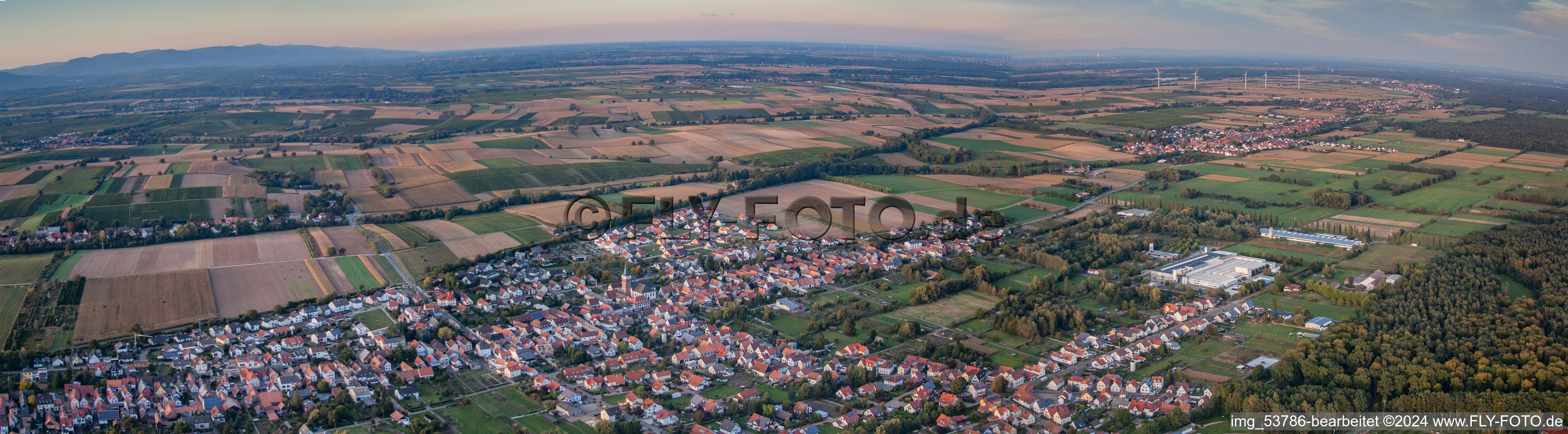 Vue aérienne de Panorama à le quartier Schaidt in Wörth am Rhein dans le département Rhénanie-Palatinat, Allemagne